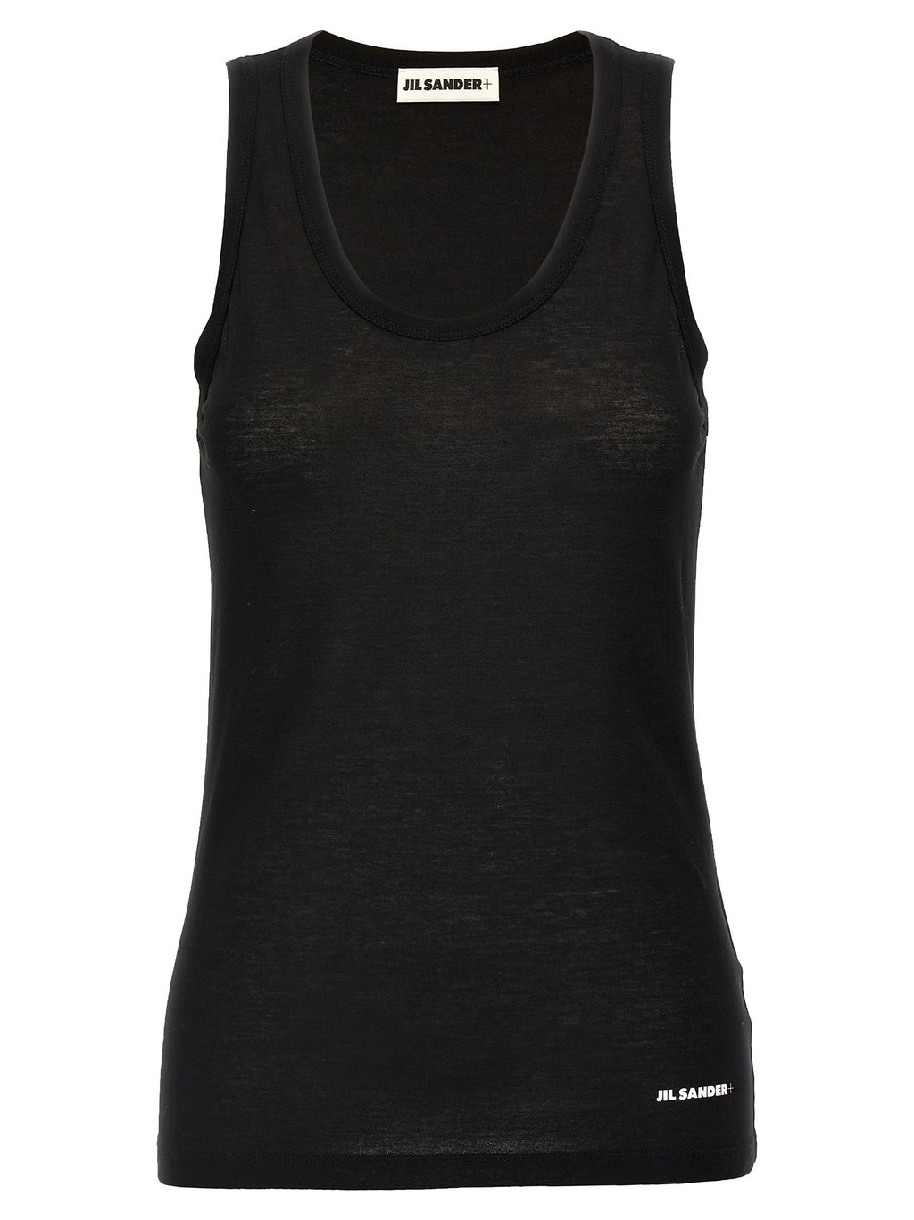 Jil Sander Black Cotton Sleeveles T-Shirt