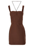 Nensi Dojaka Brown Polyamide Short Dress
