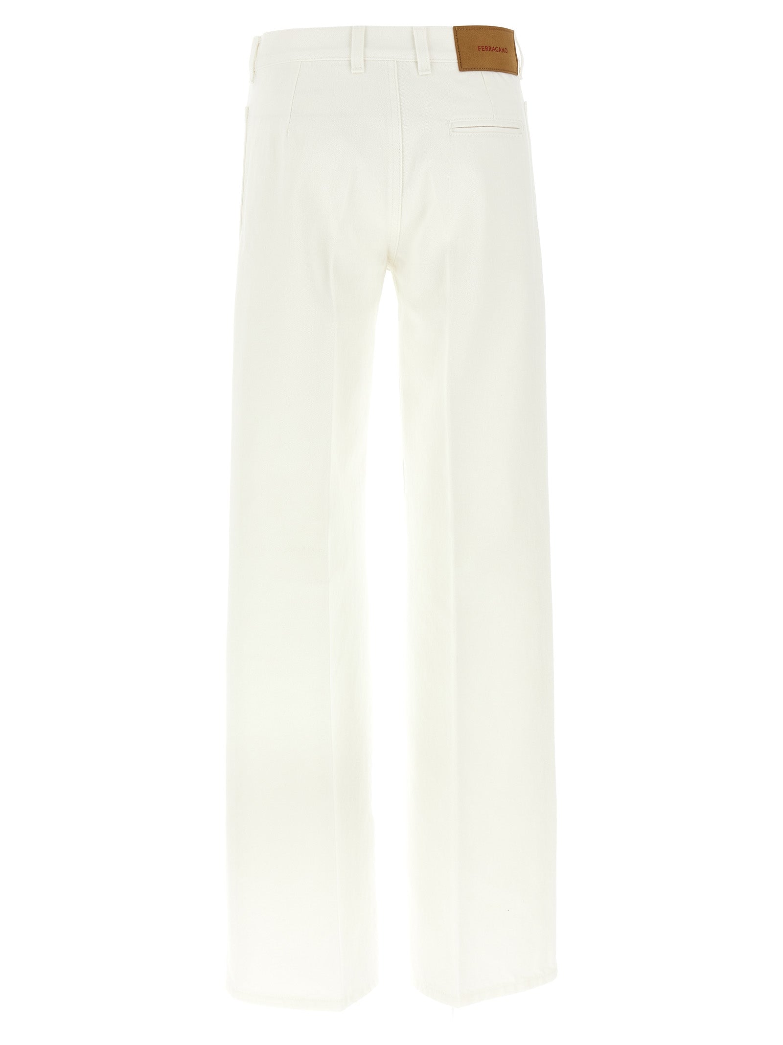 Ferragamo White Cotton Straight-Leg Jeans