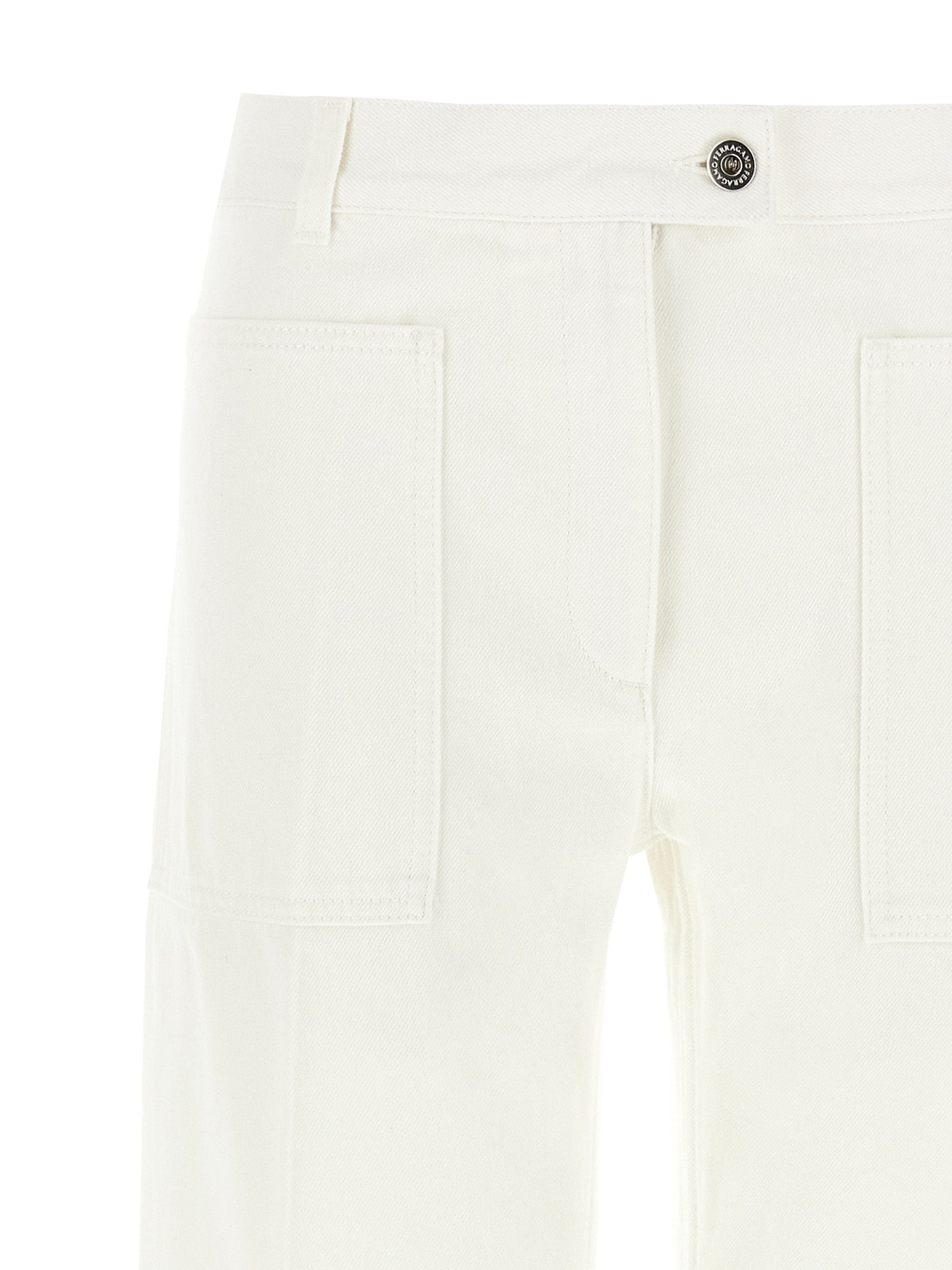 Ferragamo White Cotton Straight-Leg Jeans