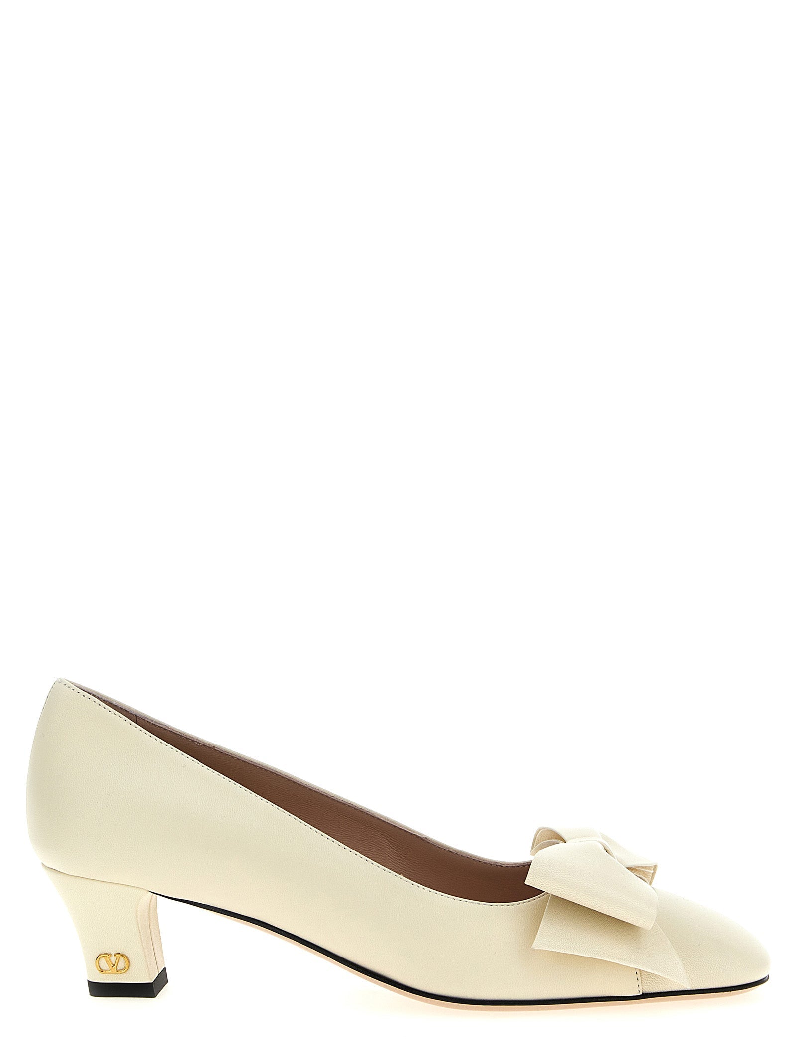 Valentino Garavani White Goatskin Mid Heel Pumps