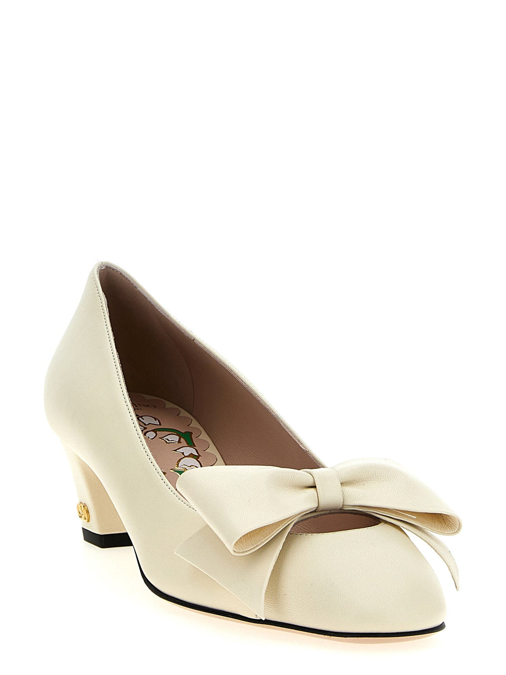 Valentino Garavani White Goatskin Mid Heel Pumps