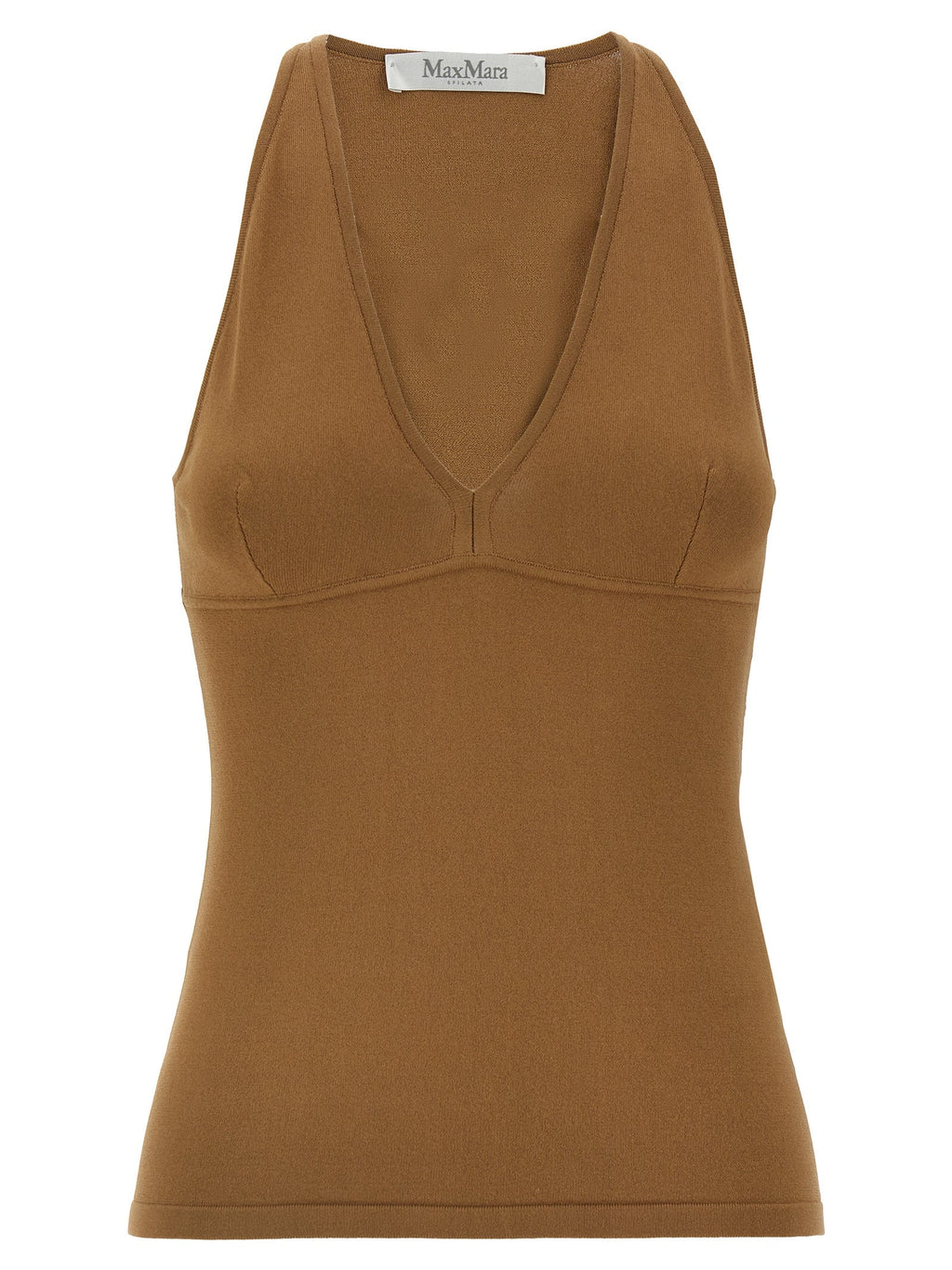 Max Mara Brown Viscose Sleeveles T-Shirt