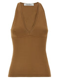Max Mara Brown Viscose Sleeveles T-Shirt