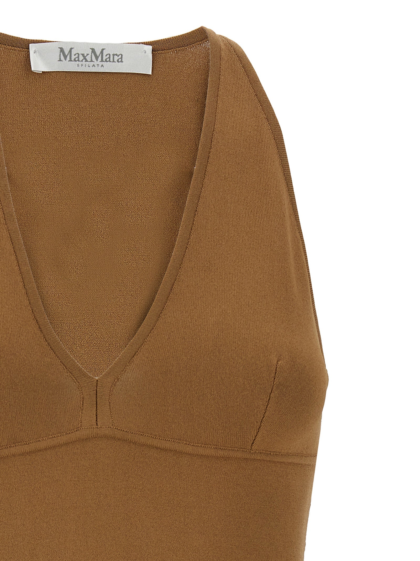 Max Mara Brown Viscose Sleeveles T-Shirt