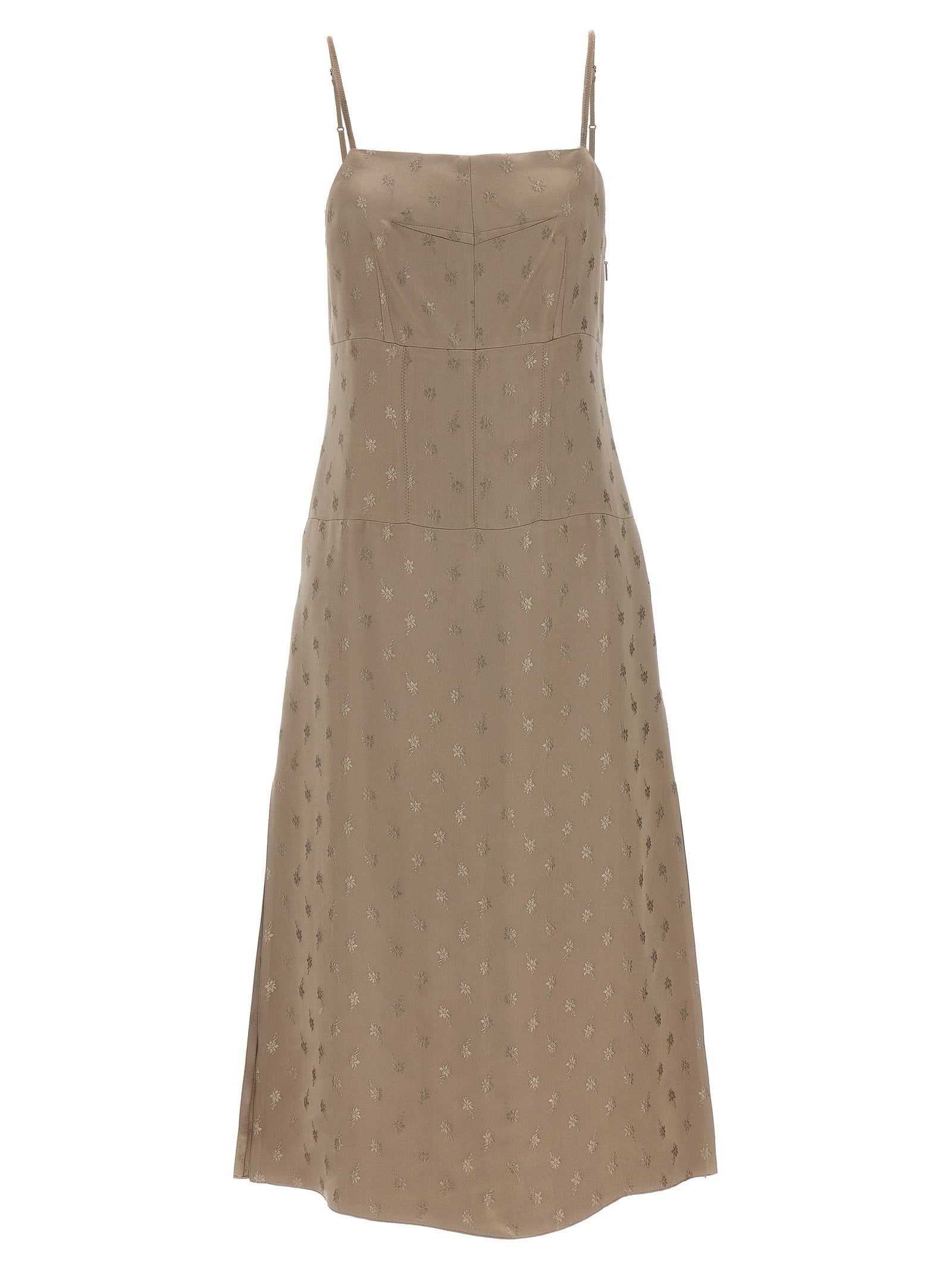 Fendi Gray Silk Midi Dress