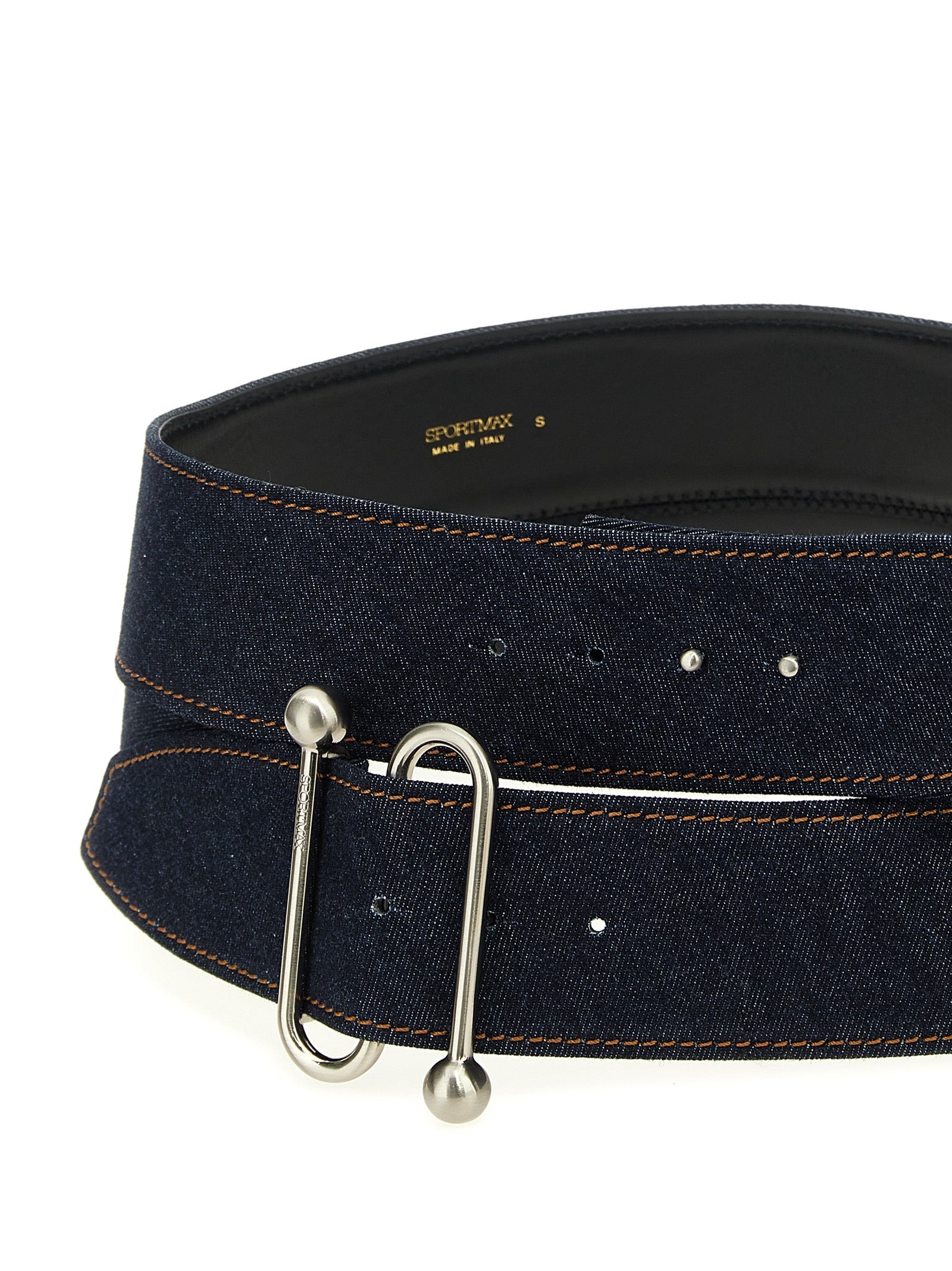 Sportmax Blue Cotton High-Waist Belt
