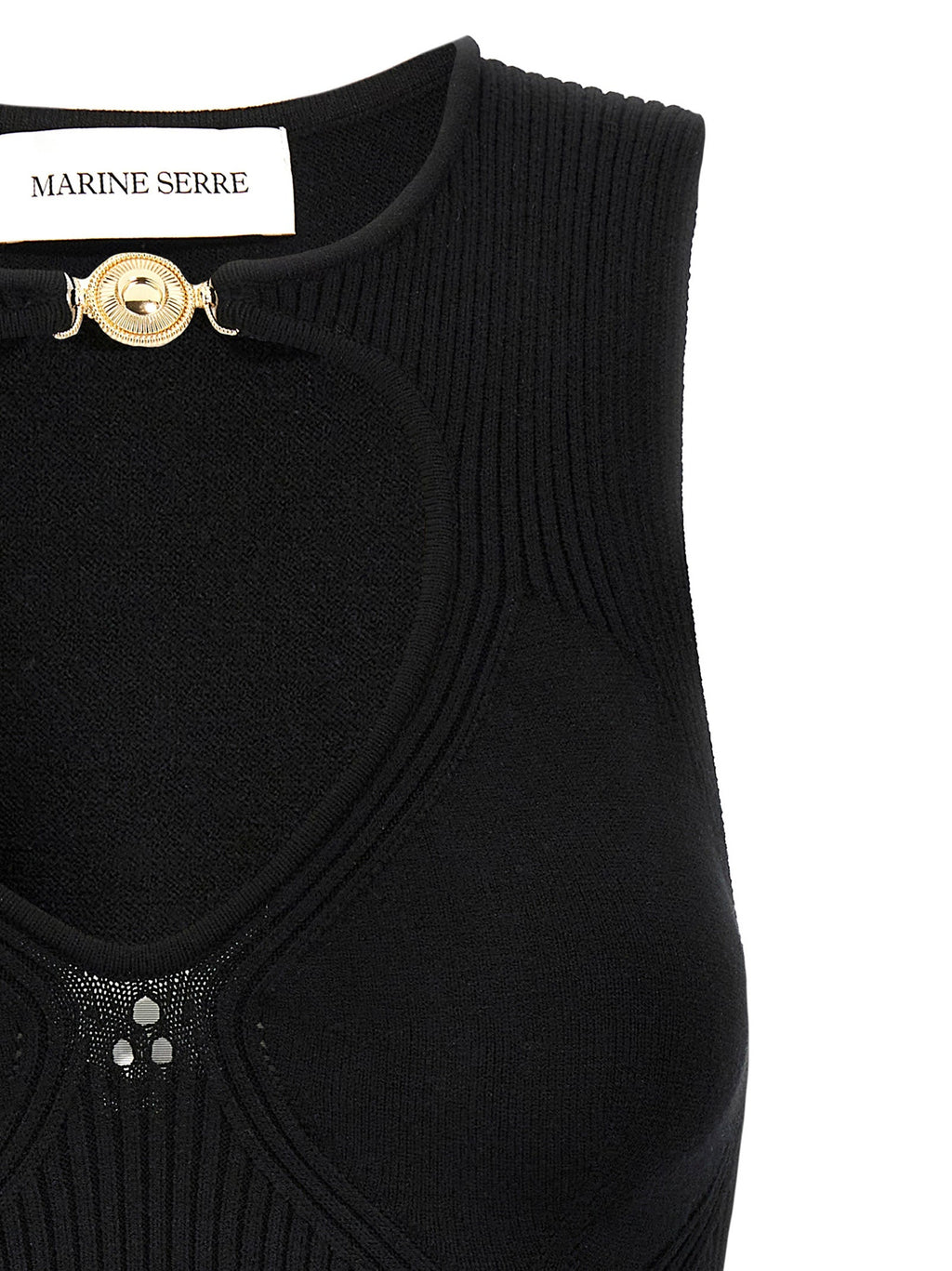 Marine Serre Black Viscose Tank Tops