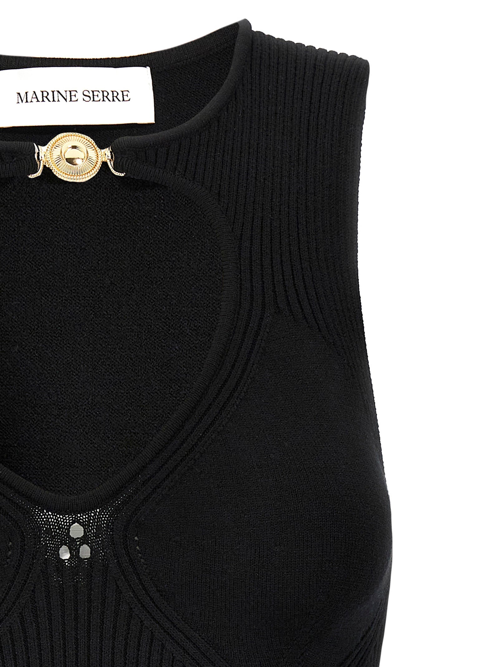 Marine Serre Black Viscose Tank Tops