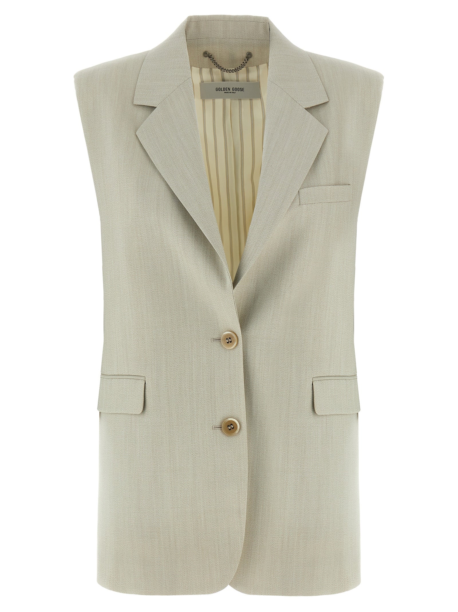 Golden Goose Beige Virgin Wool Sleeveless Jacket