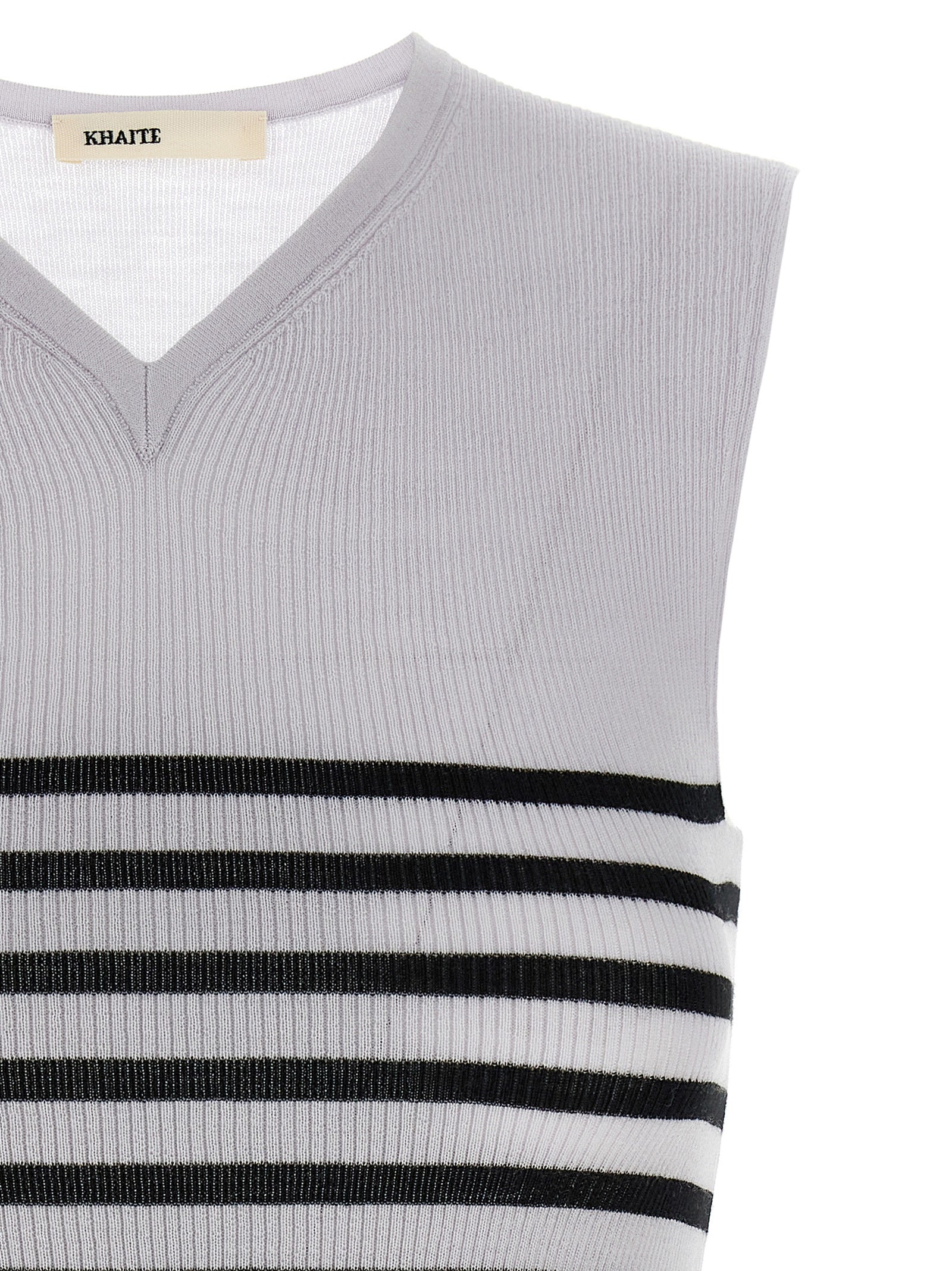 Khaite Bicolor Wool Sleeveles T-Shirt
