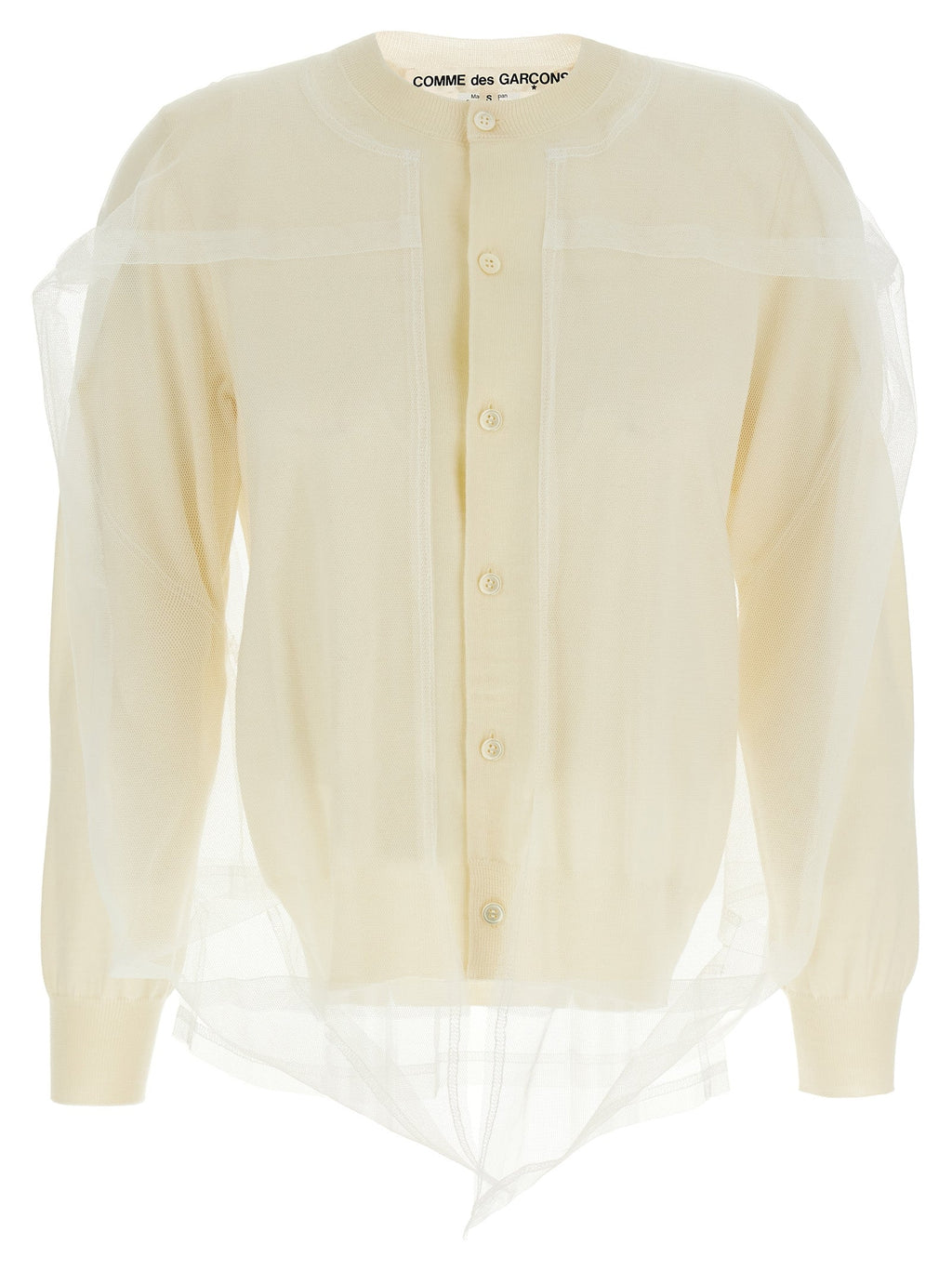 Comme Des Garçons White Wool Cardigan