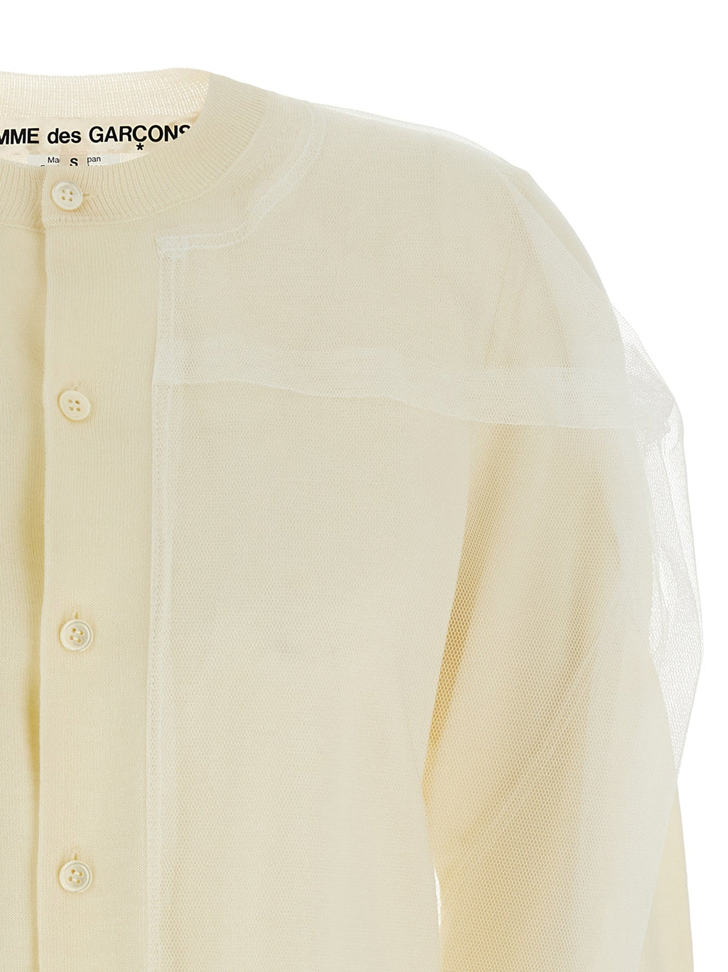 Comme Des Garçons White Wool Cardigan