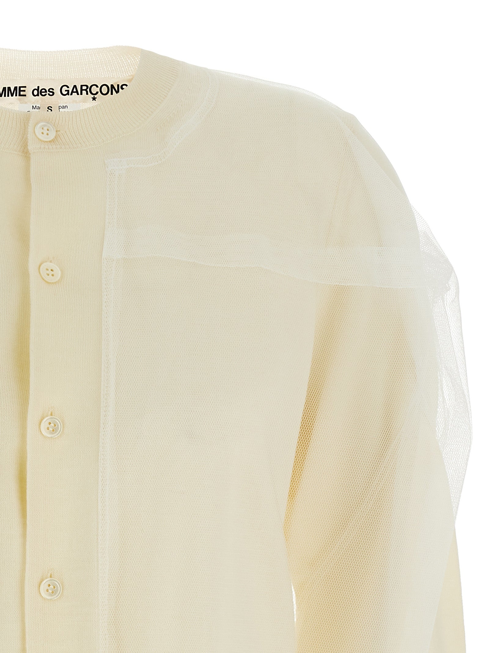 Comme Des Garçons White Wool Cardigan