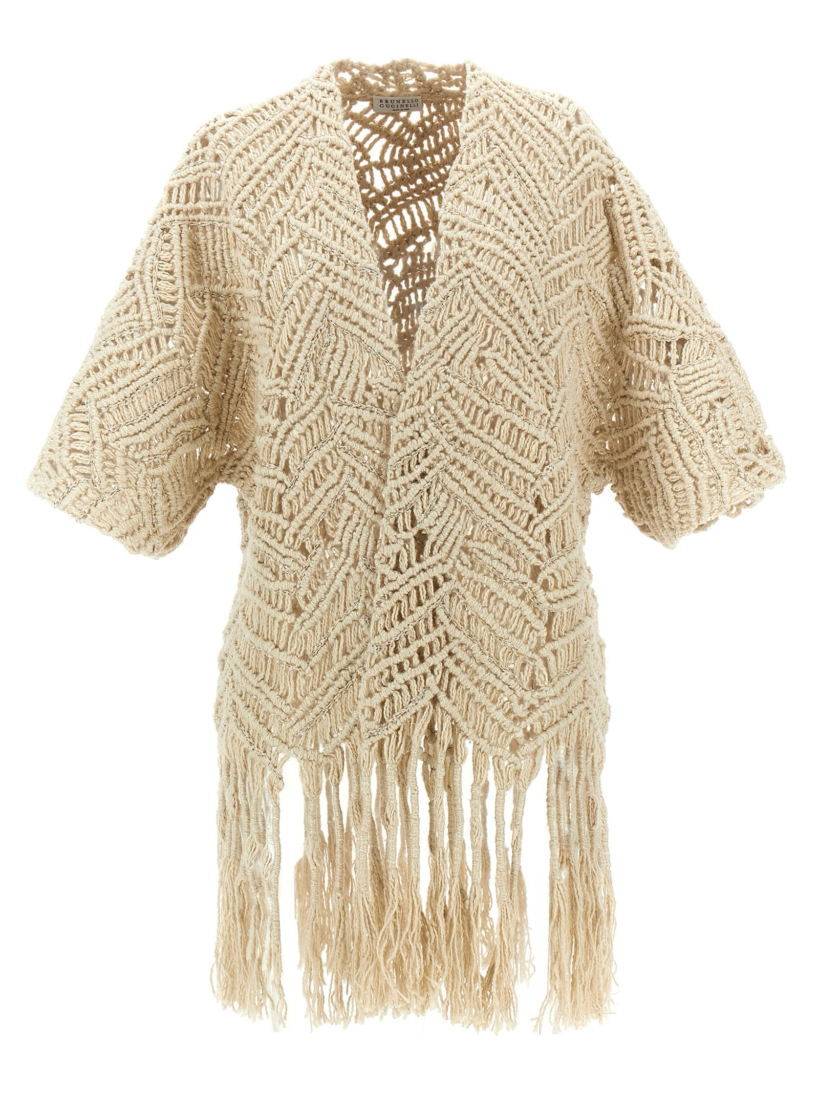Brunello Cucinelli Beige Silk Cardigan