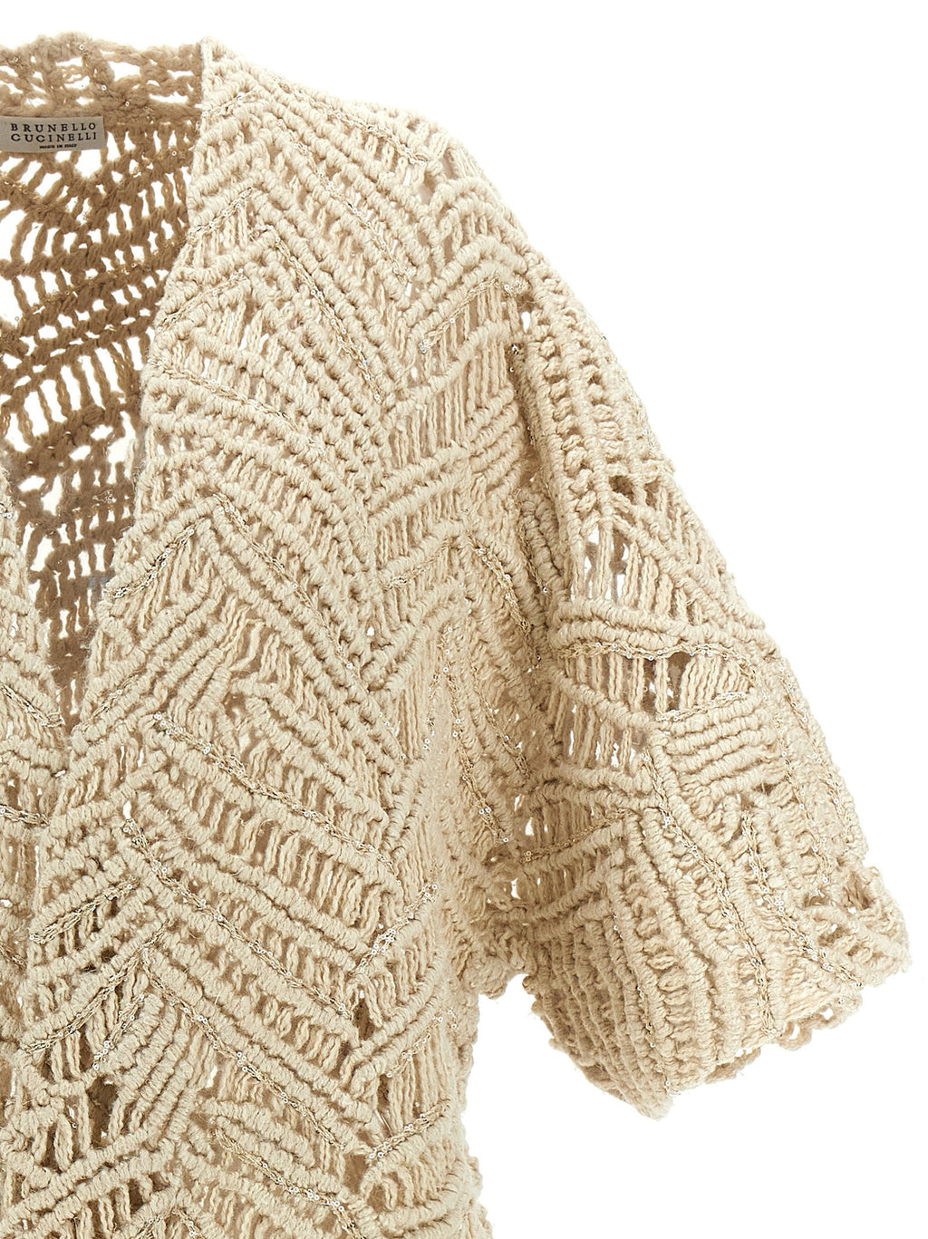 Brunello Cucinelli Beige Silk Cardigan