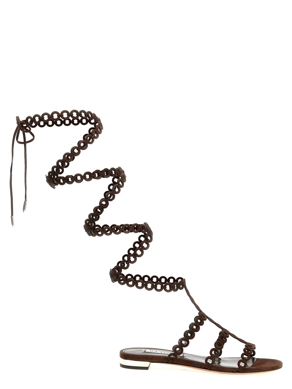 Aquazzura Brown Goatskin Flat Sandals