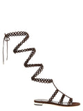 Aquazzura Brown Goatskin Flat Sandals