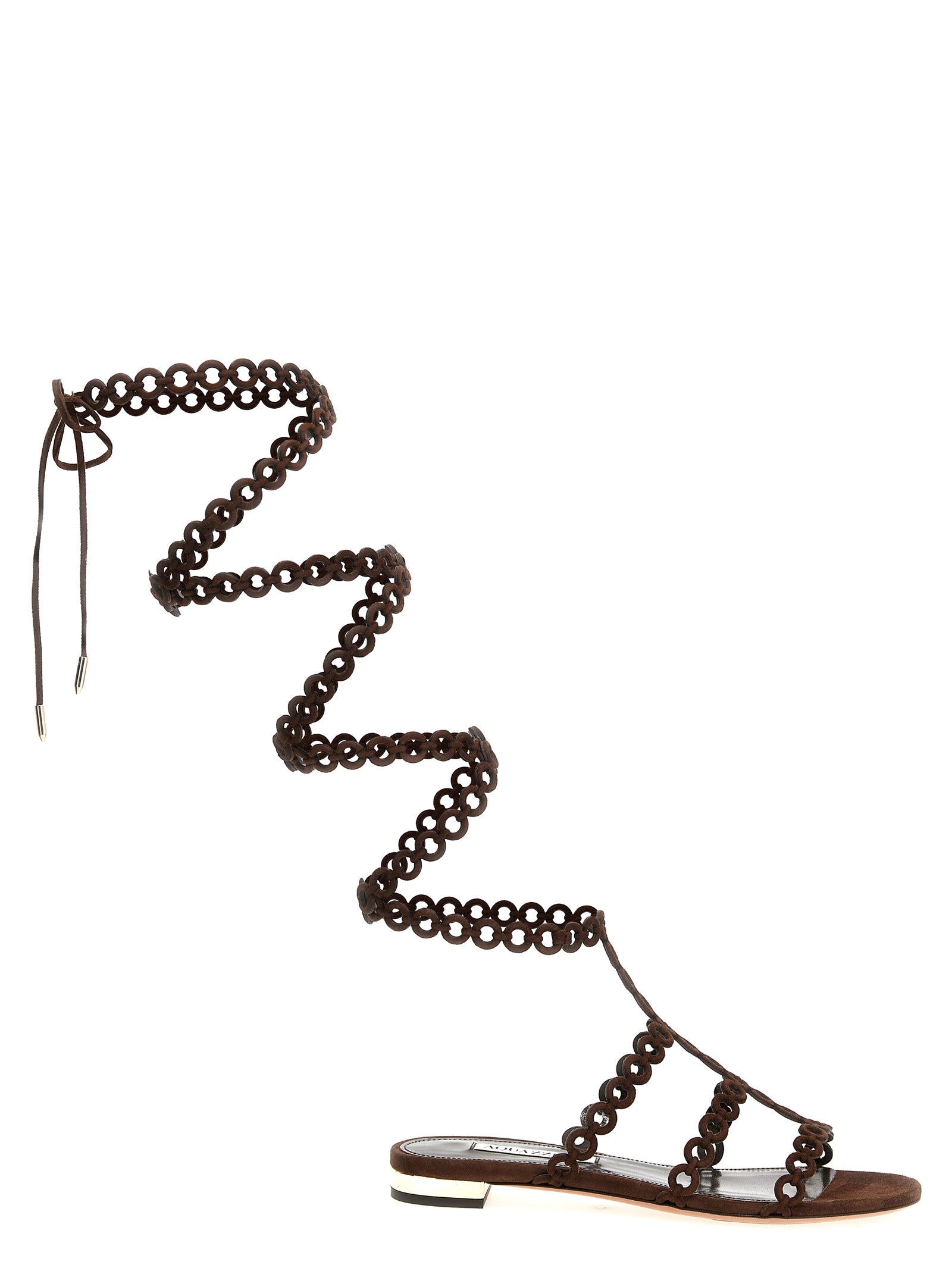 Aquazzura Brown Goatskin Flat Sandals