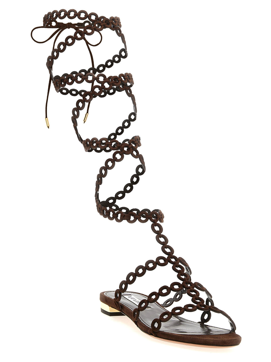 Aquazzura Brown Goatskin Flat Sandals