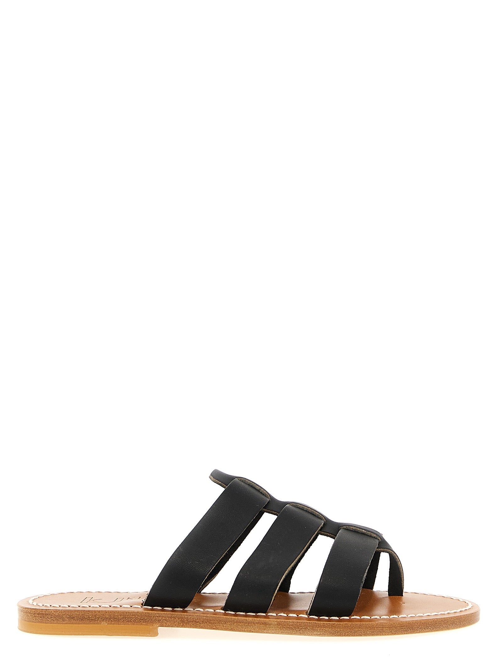 K.JACQUES SAINT TROPEZ Black Cowhide Slides