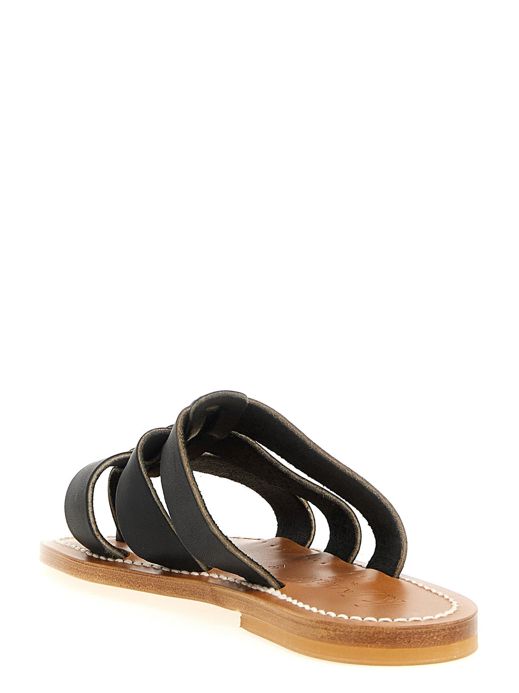 K.JACQUES SAINT TROPEZ Black Cowhide Slides