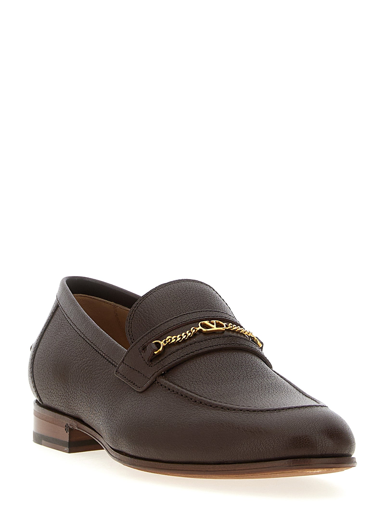 Valentino Garavani Brown Goatskin Slip-On Loafers