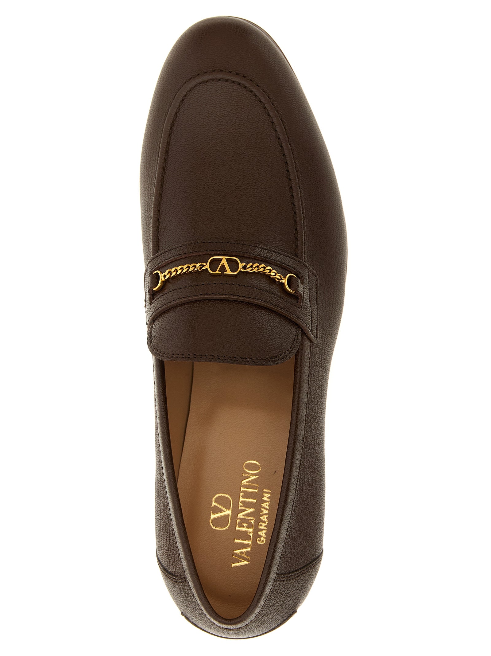 Valentino Garavani Brown Goatskin Slip-On Loafers