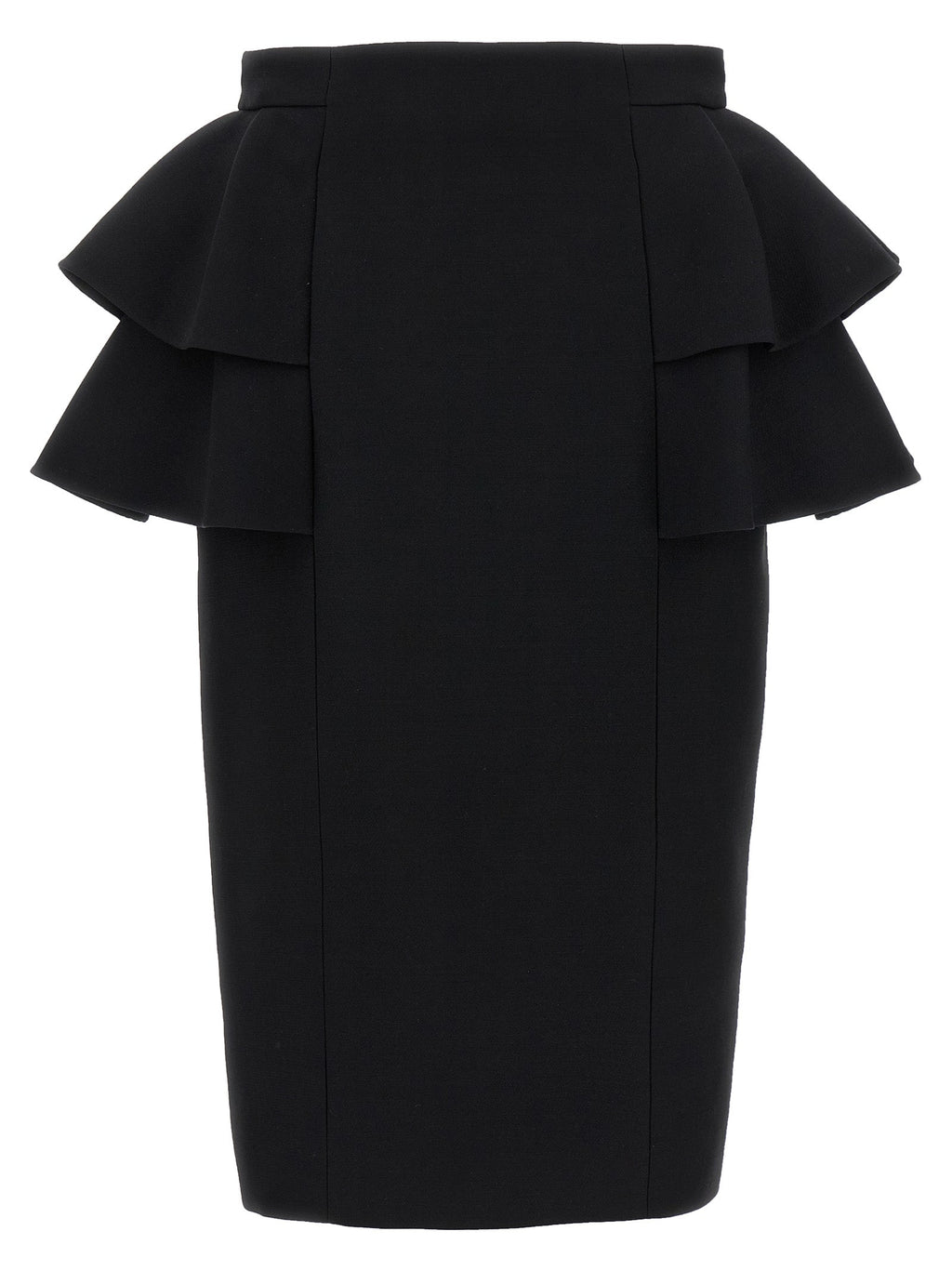 Valentino Garavani Black Virgin Wool Midi Skirt
