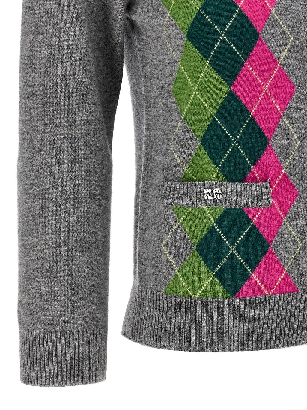 Ganni Gray Merino Wool Cardigan