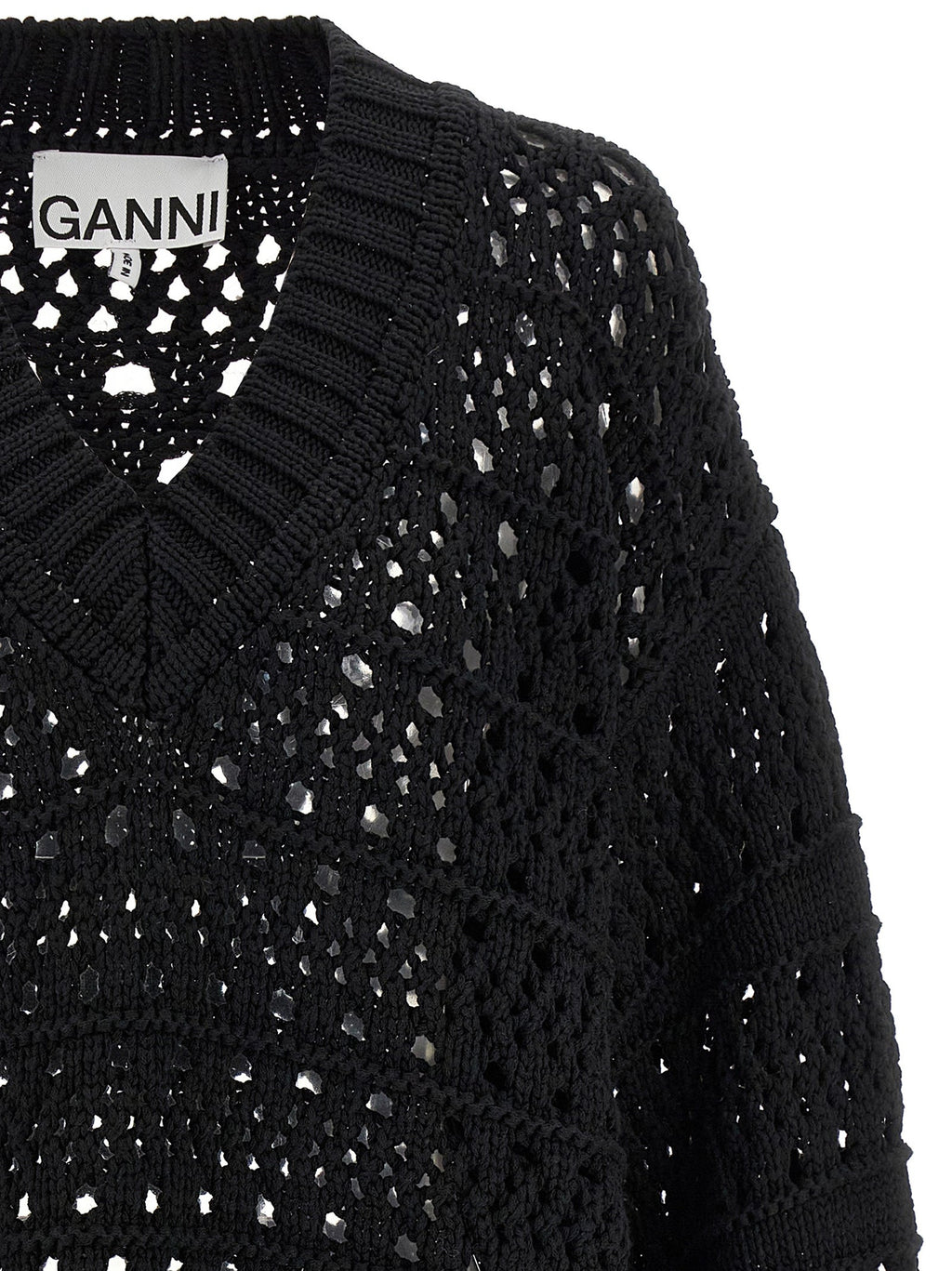 Ganni Black Cotton Cardigan