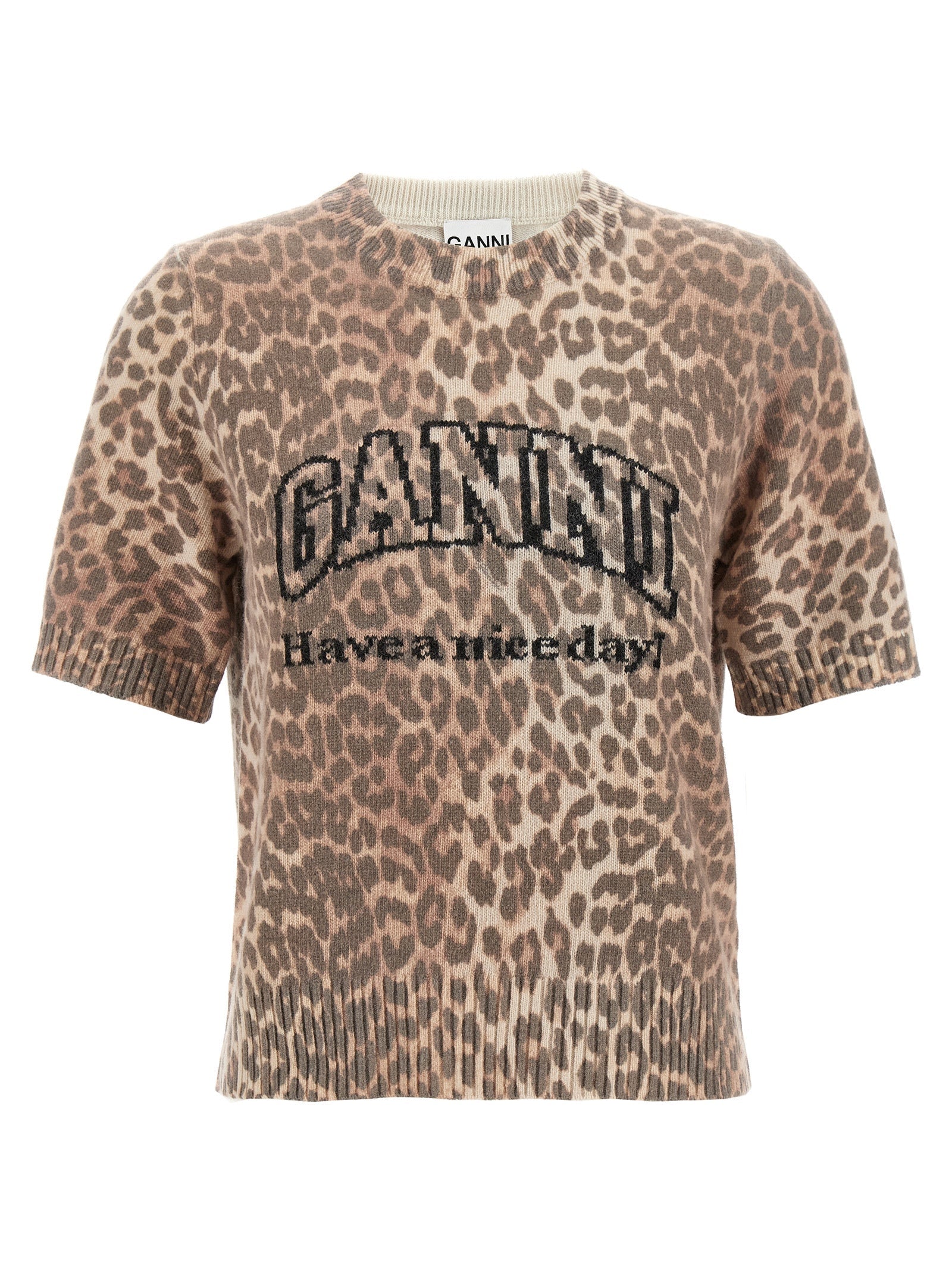 Ganni Brown Wool T-Shirt