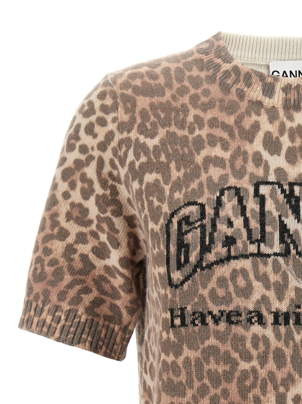 Ganni Brown Wool T-Shirt