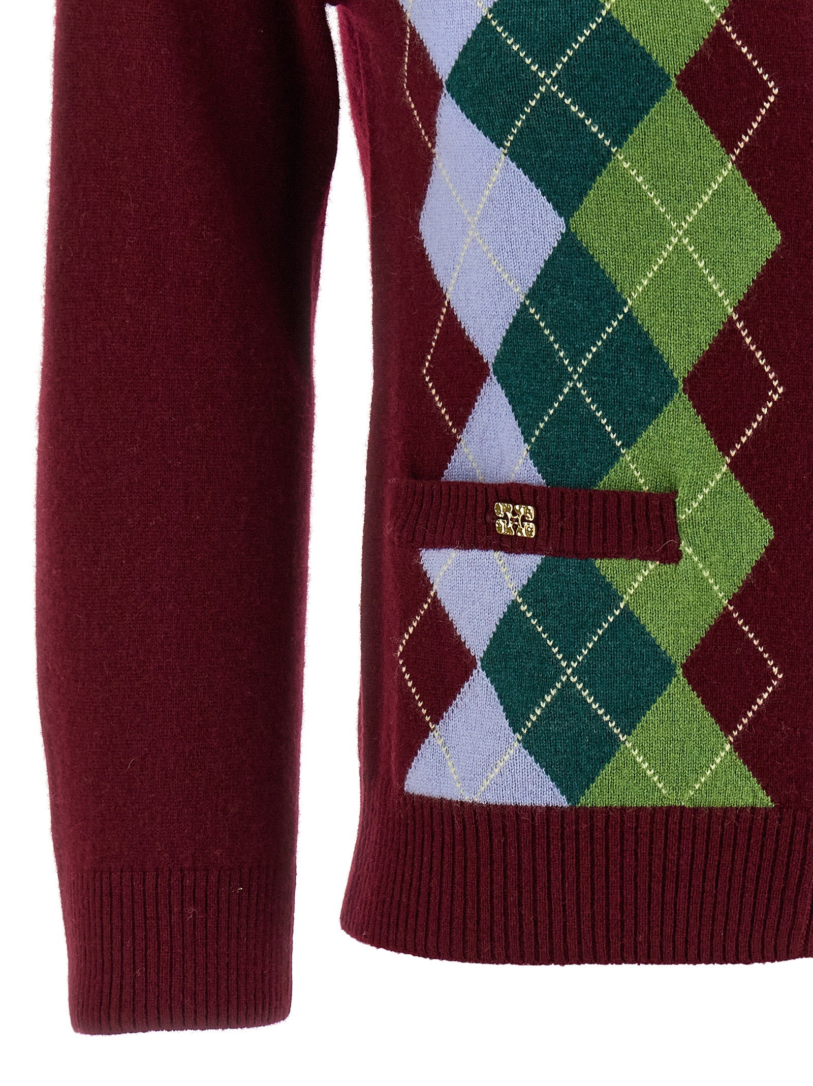 Ganni Bordeaux Merino Wool Cardigan