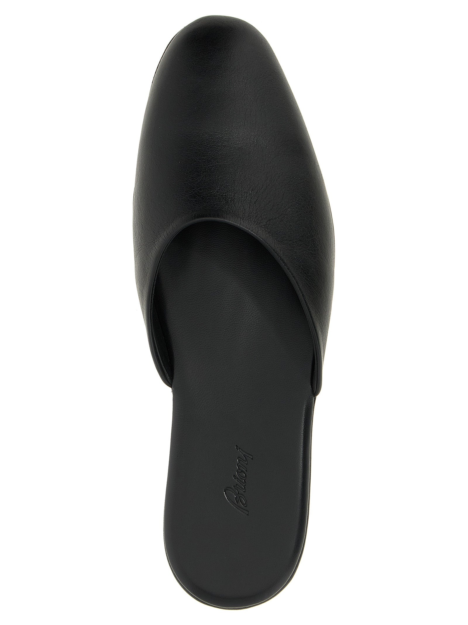 Brioni Black Calfskin Mules