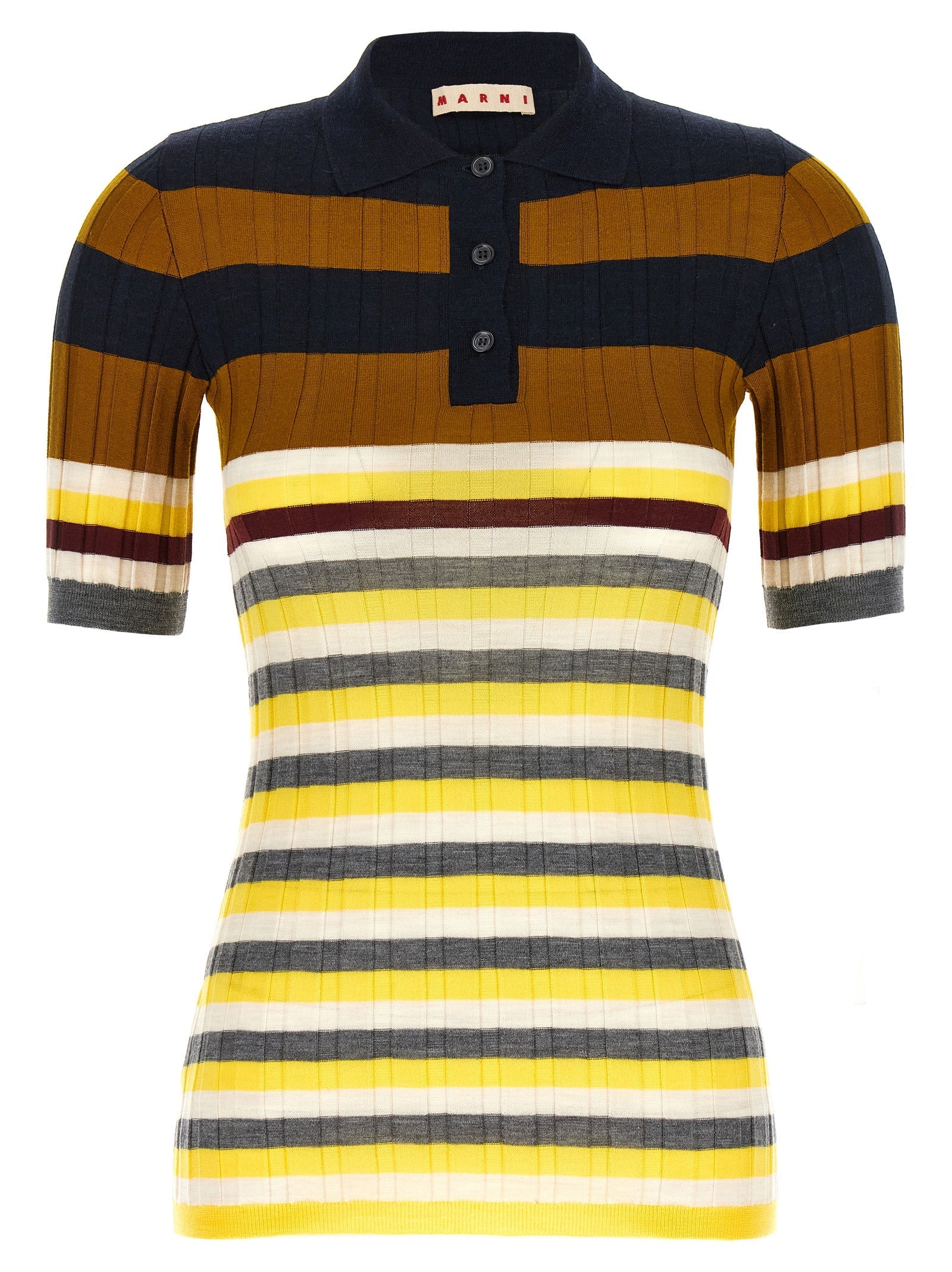 Marni Multicolor Virgin Wool Polo Shirt