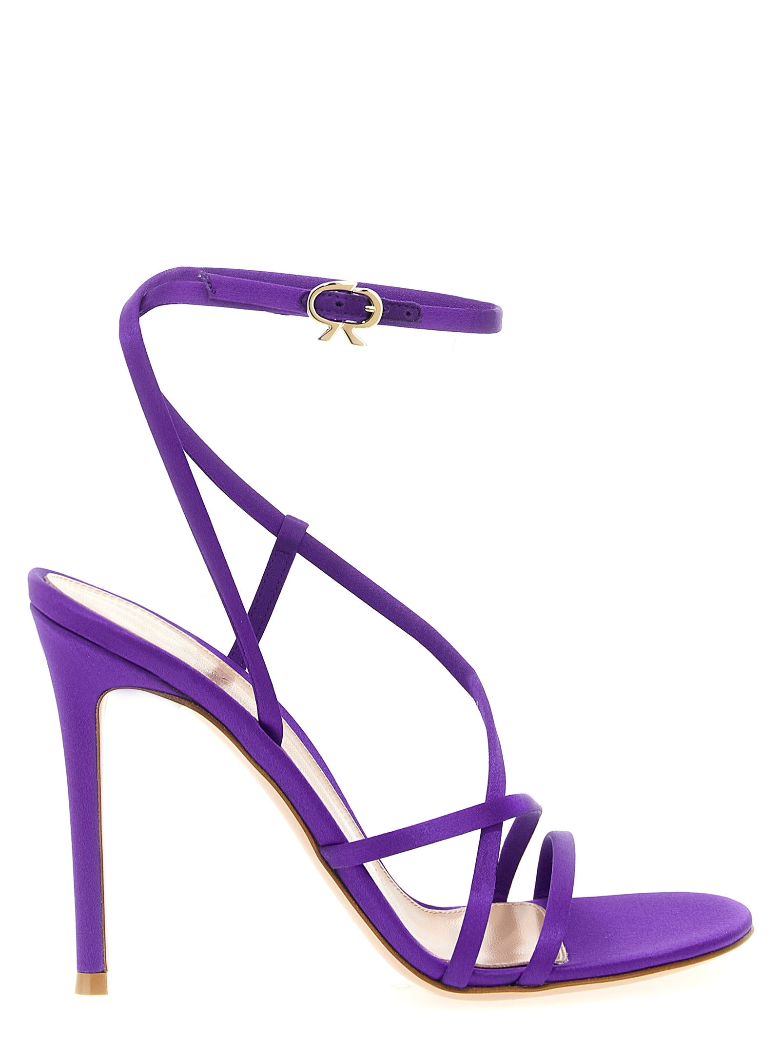 Gianvito Rossi Purple Fabric Stiletto Heel Sandals