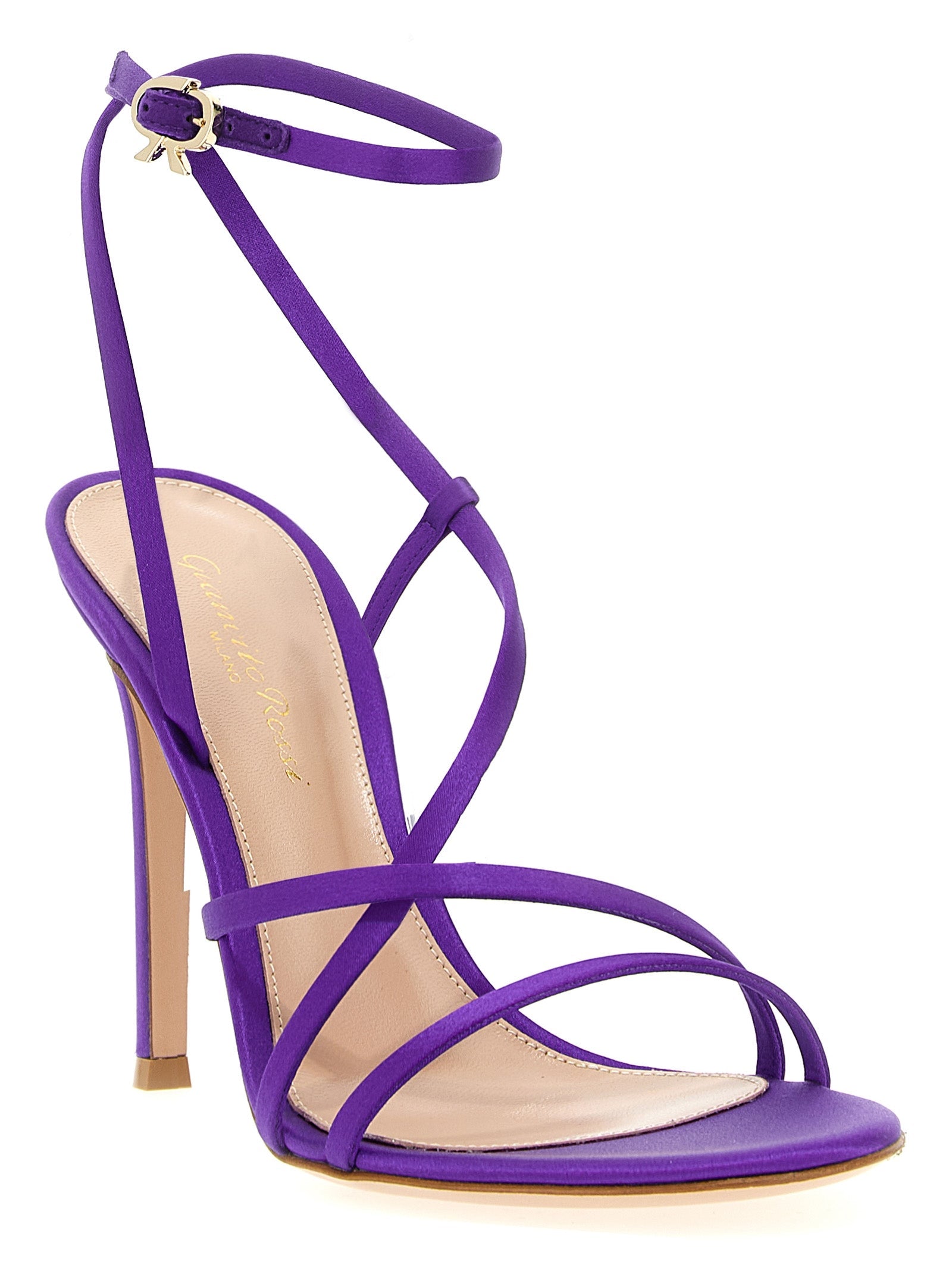 Gianvito Rossi Purple Fabric Stiletto Heel Sandals
