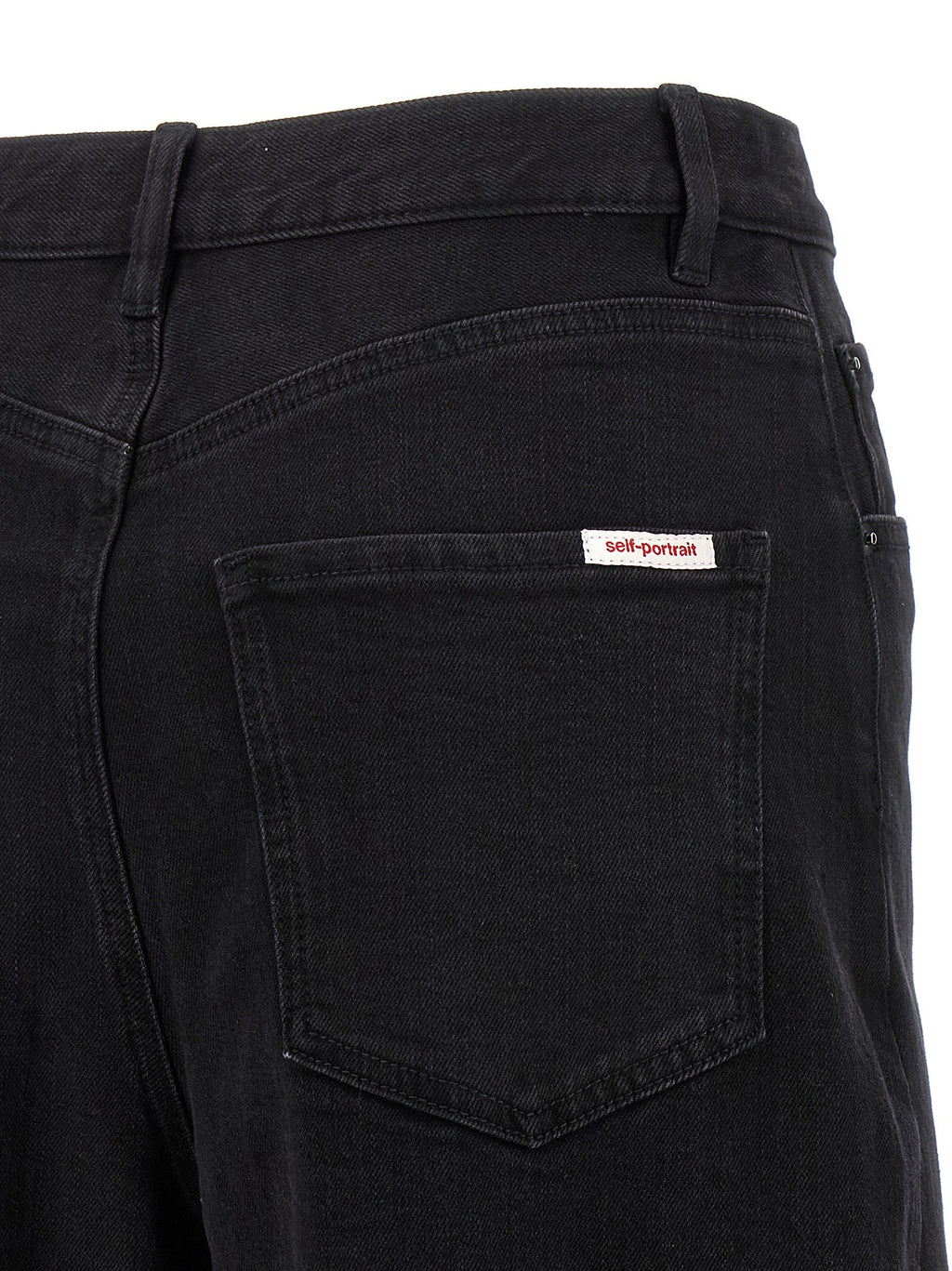 Self-Portrait Black Cotton High-Waisted Jean