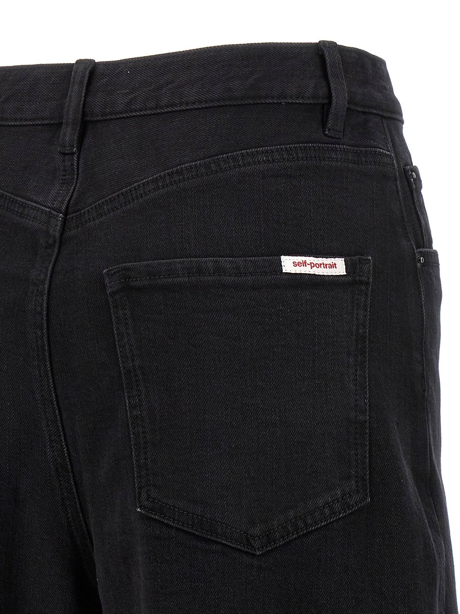 Self-Portrait Black Cotton High-Waisted Jean
