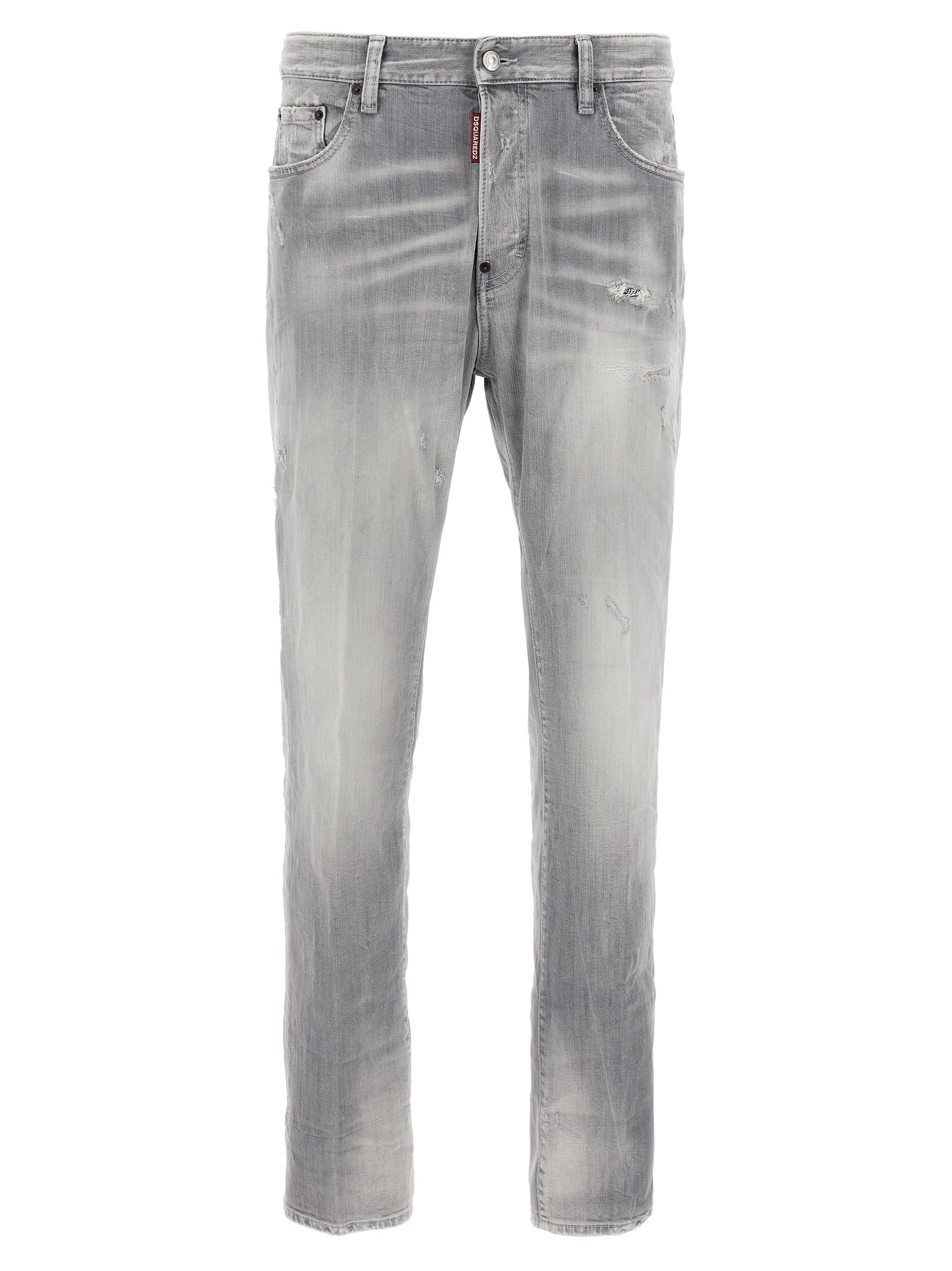 Dsquared² Gray Cotton Straight-Leg Jeans