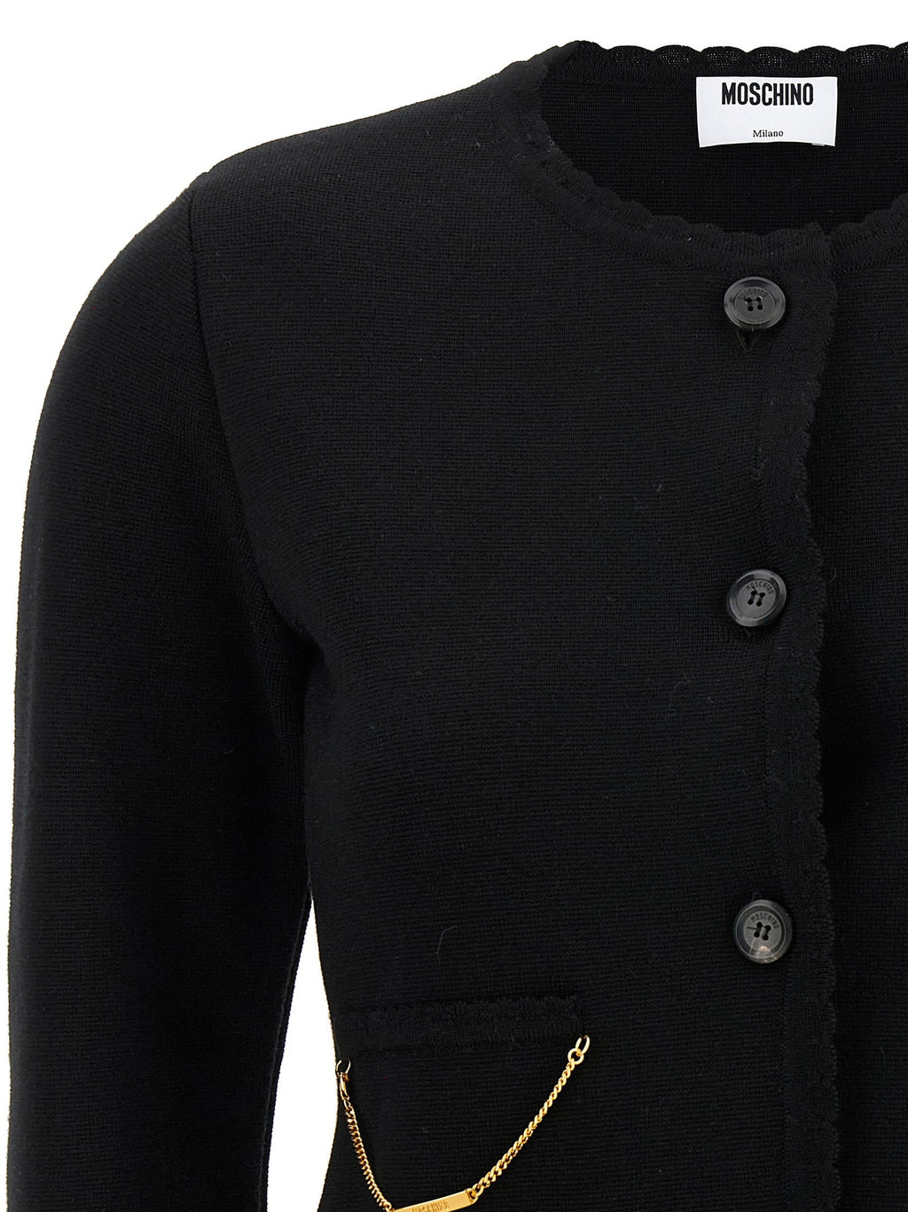 Moschino Black Virgin Wool Cardigan