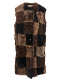 Marni Brown Lamb Fur Sleeveless Jacket
