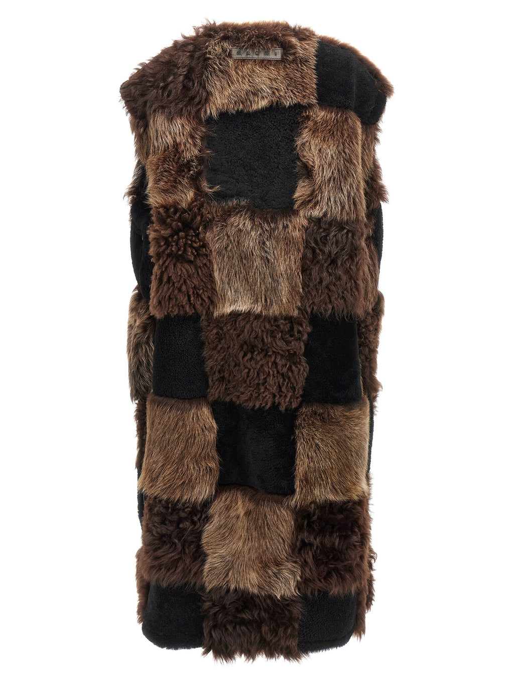 Marni Brown Lamb Fur Sleeveless Jacket