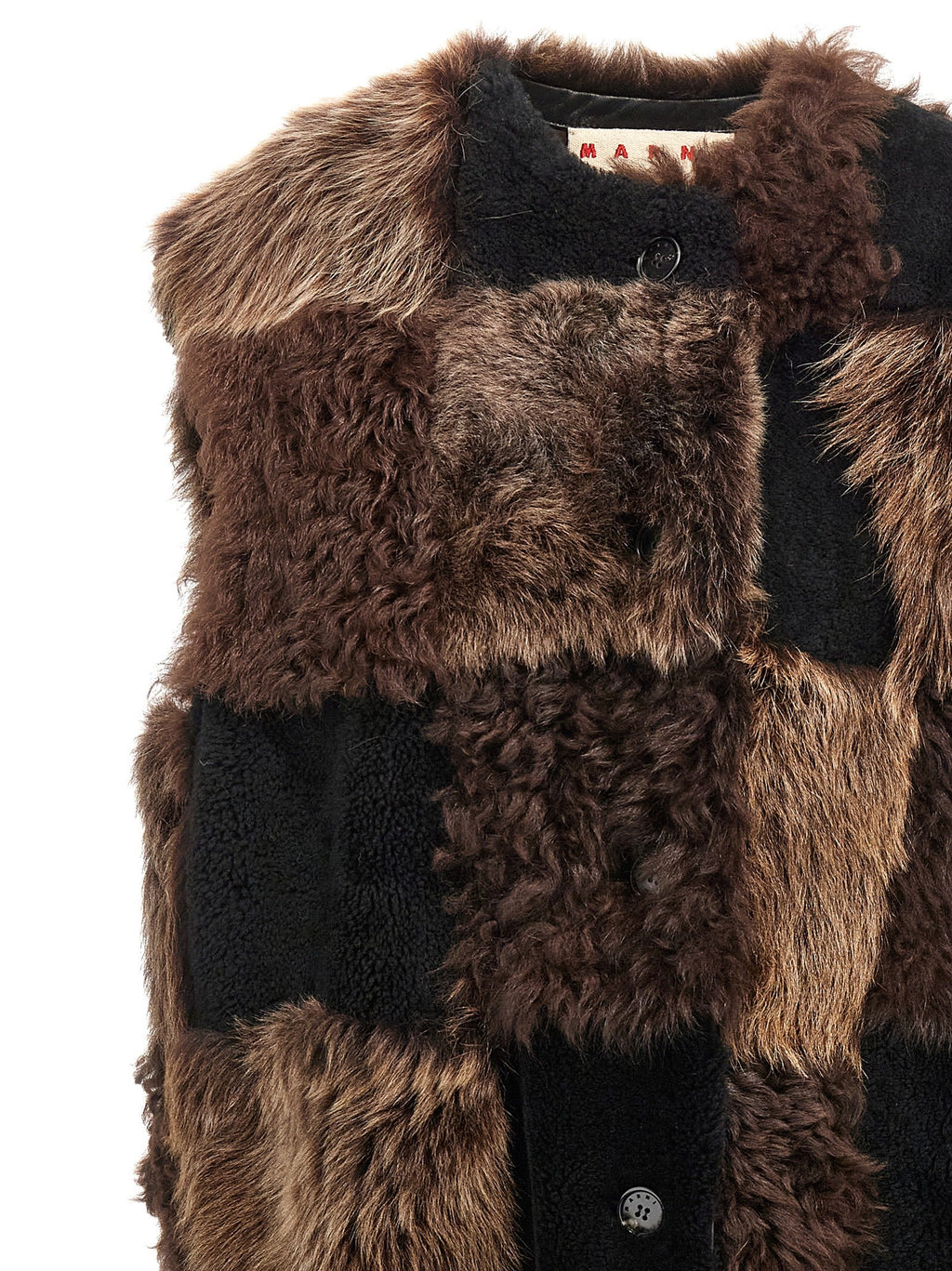 Marni Brown Lamb Fur Sleeveless Jacket