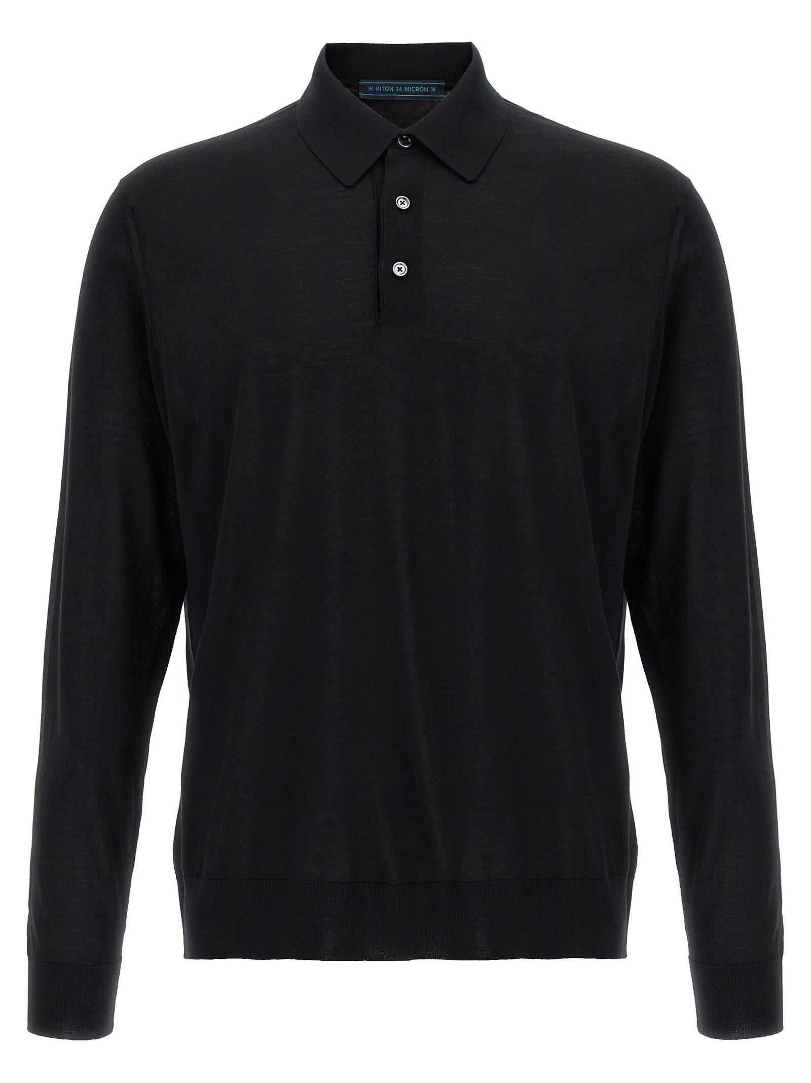 Kiton Black Wool Polo Shirt