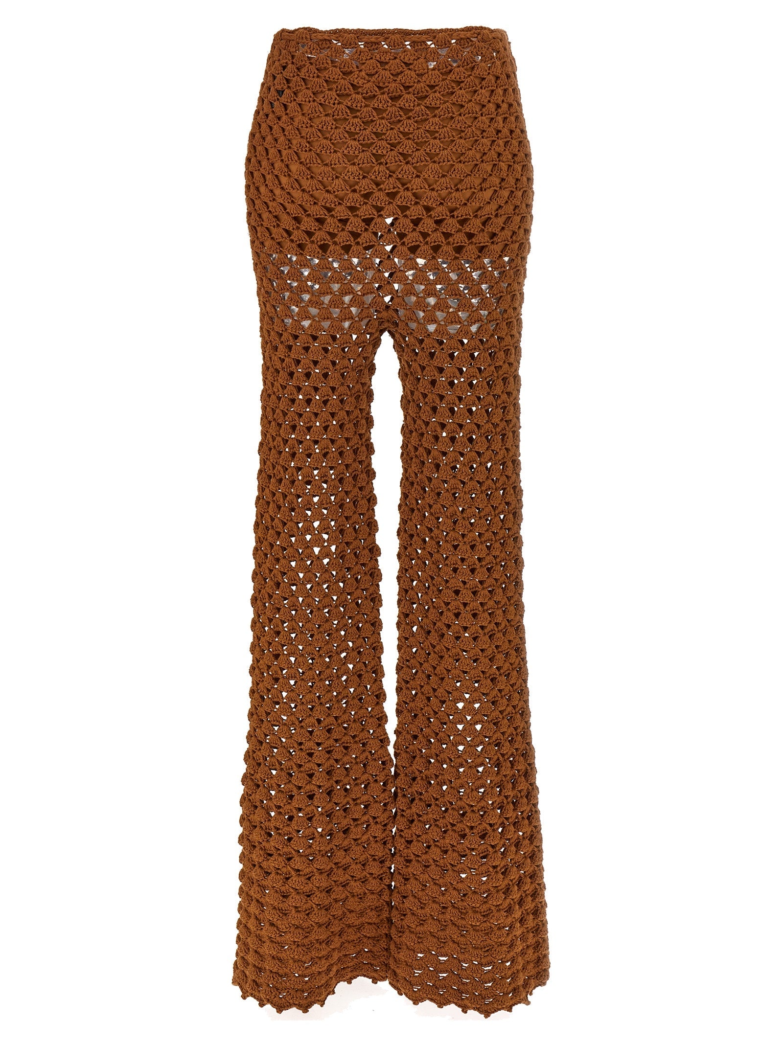 Ermanno Scervino Brown Cotton Flared Pants