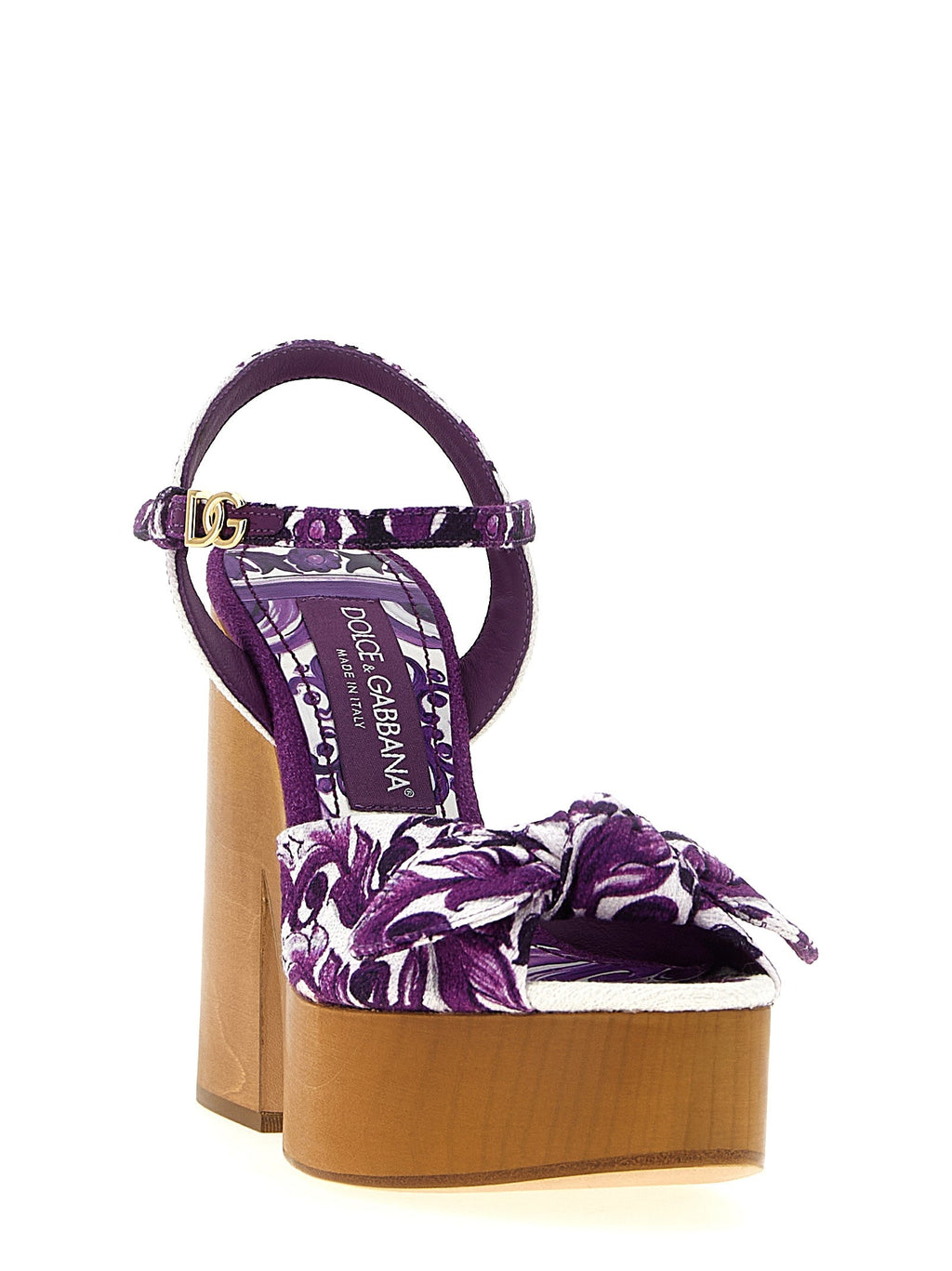Dolce & Gabbana Purple Cotton Stiletto Heel Sandals