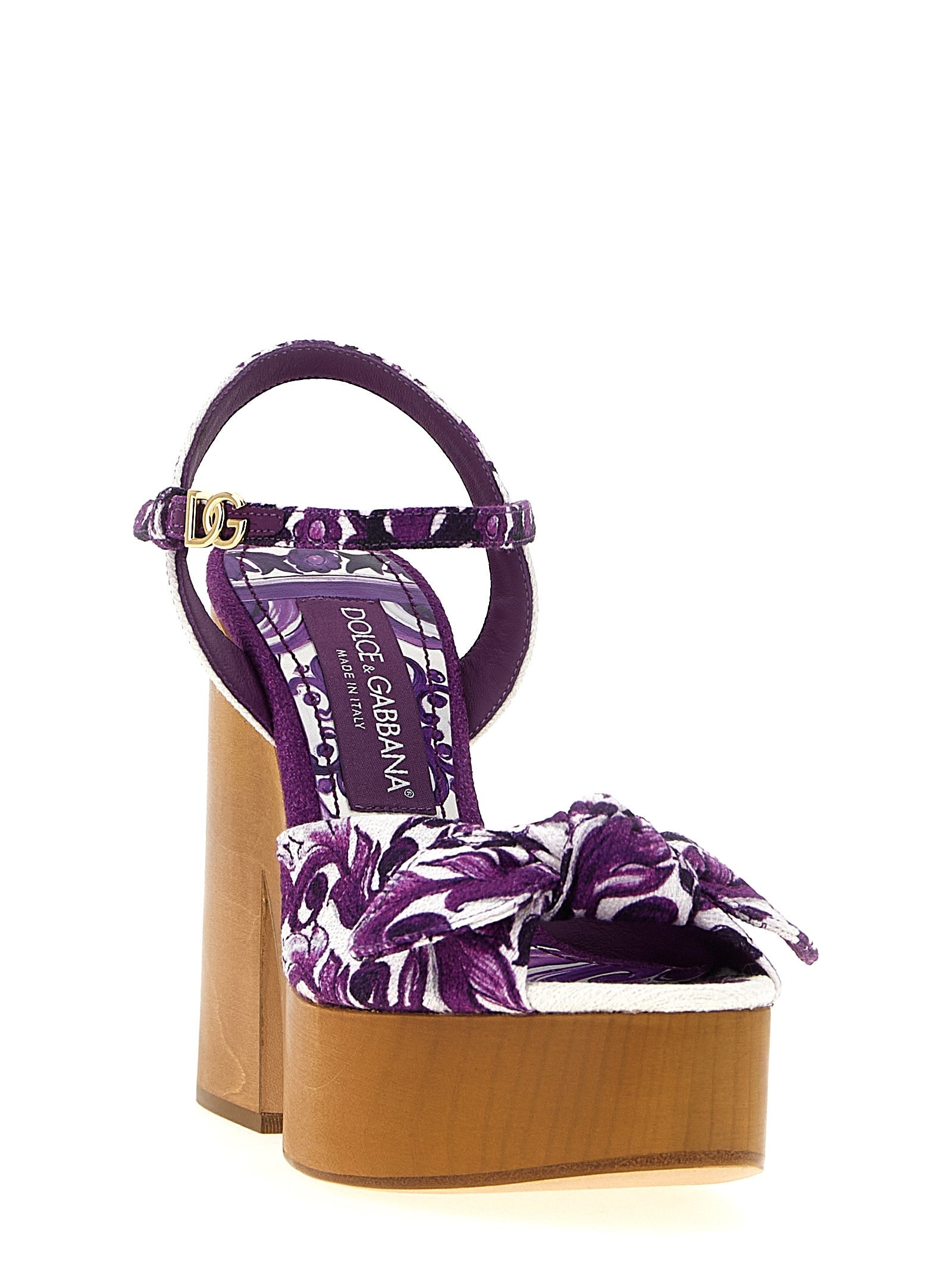 Dolce & Gabbana Purple Cotton Stiletto Heel Sandals