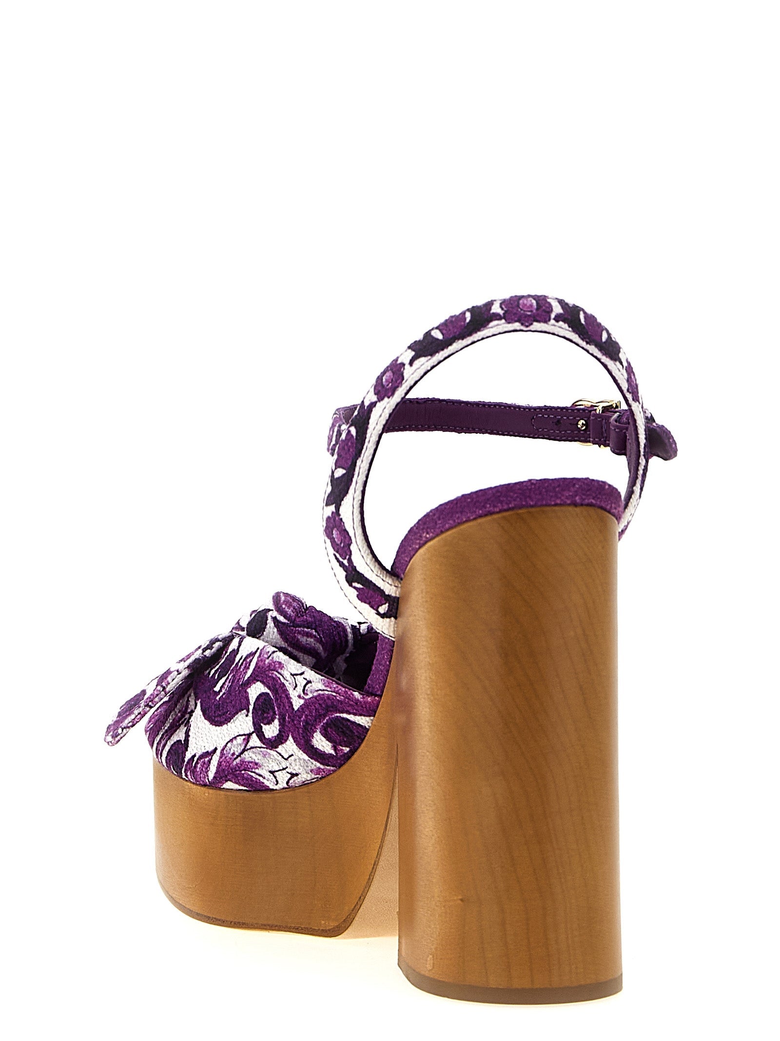 Dolce & Gabbana Purple Cotton Stiletto Heel Sandals